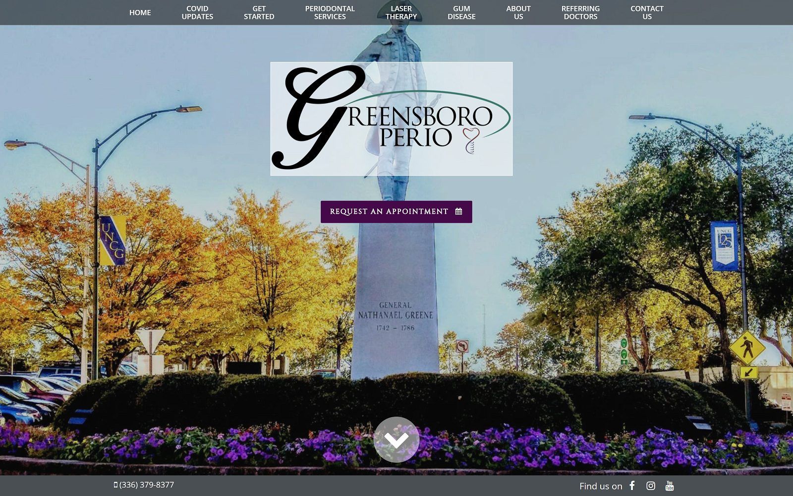 The screenshot of greensboro perio website