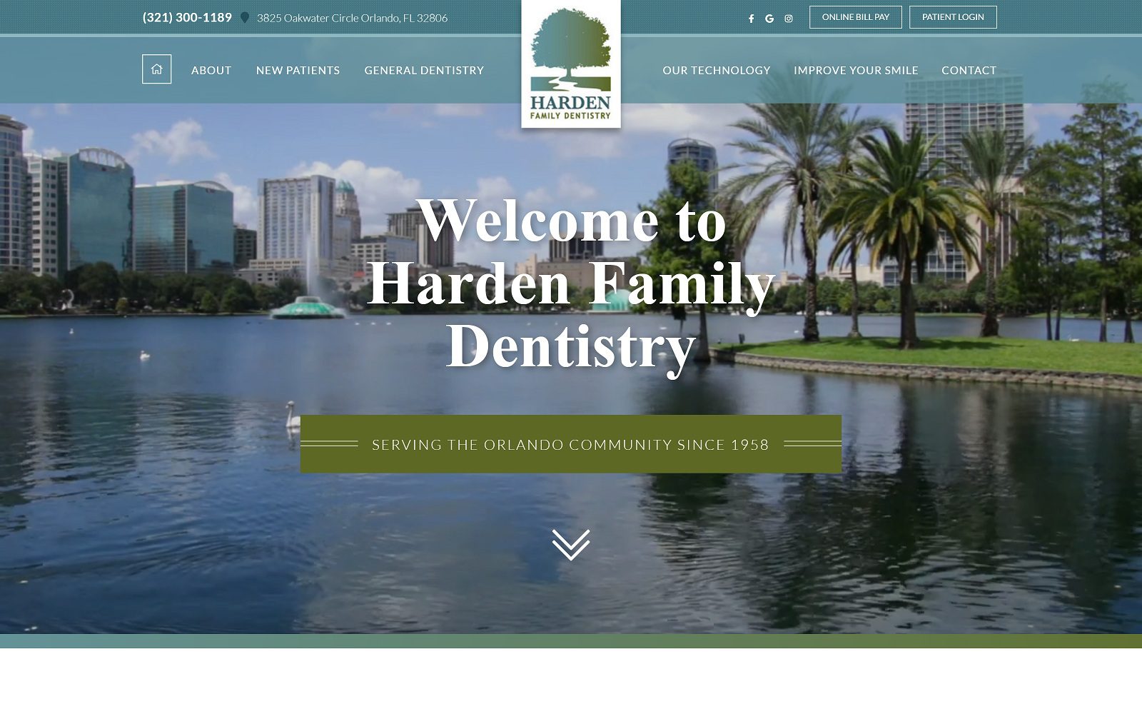 The screenshot of harden family dentistry dr. Donald harden website