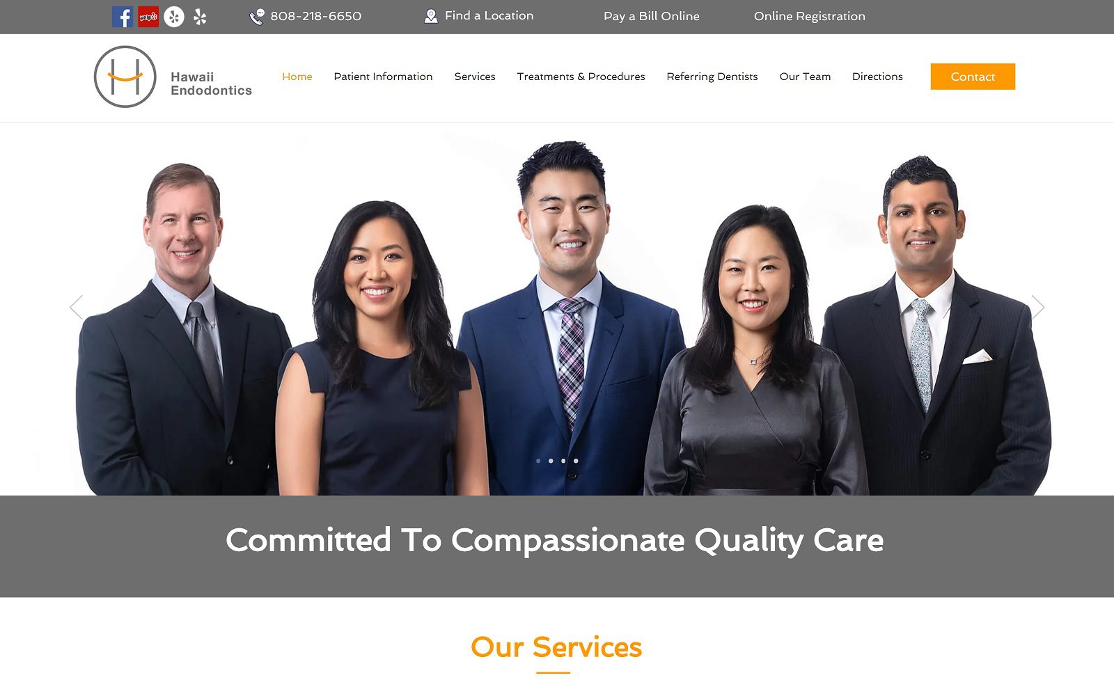 The screenshot of hawaii endodontics llc website