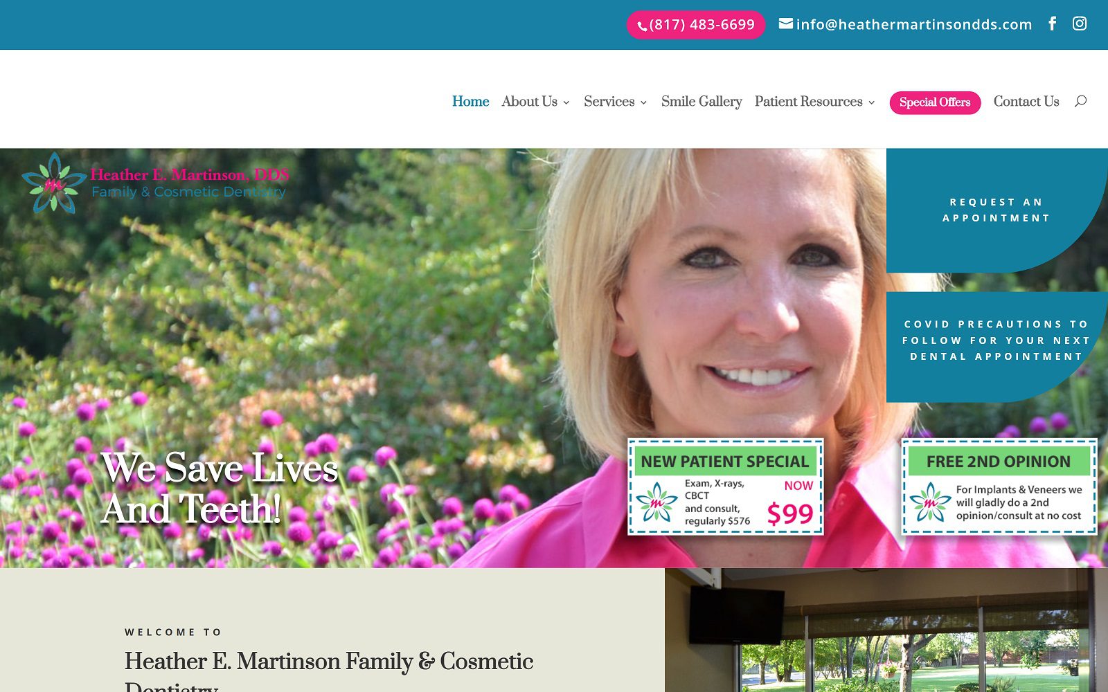 The screenshot of dr. Heather e. Martinson, dds & associates website