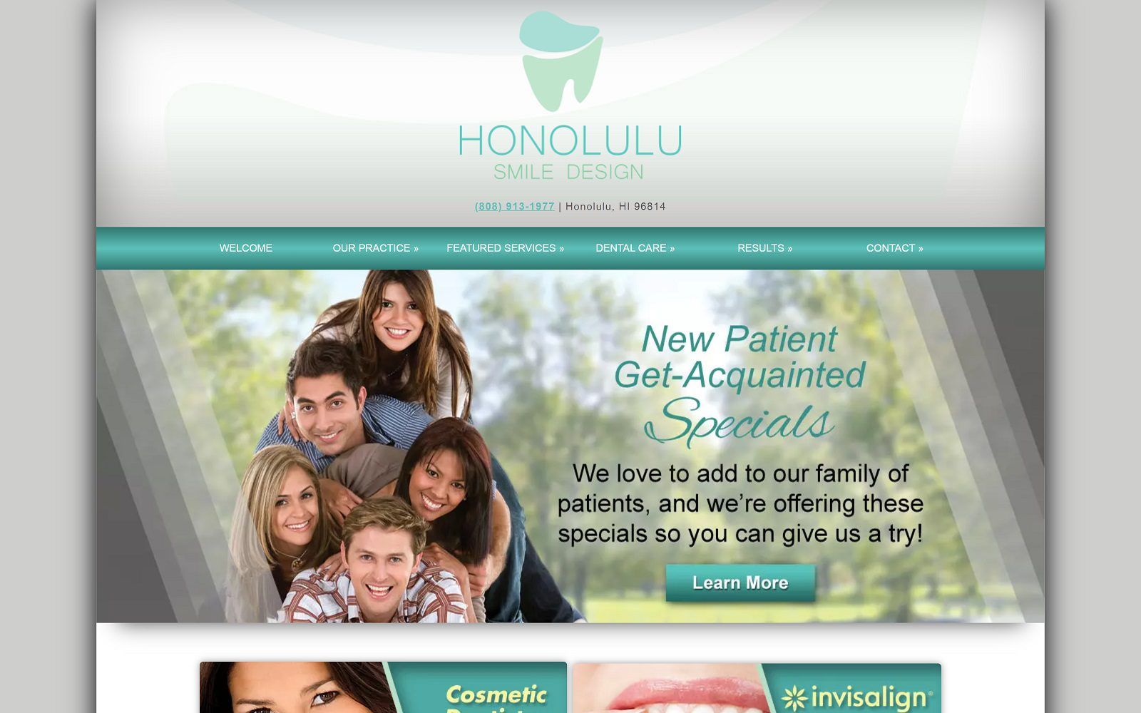 The screenshot of honolulu smile design - john ha, dds website