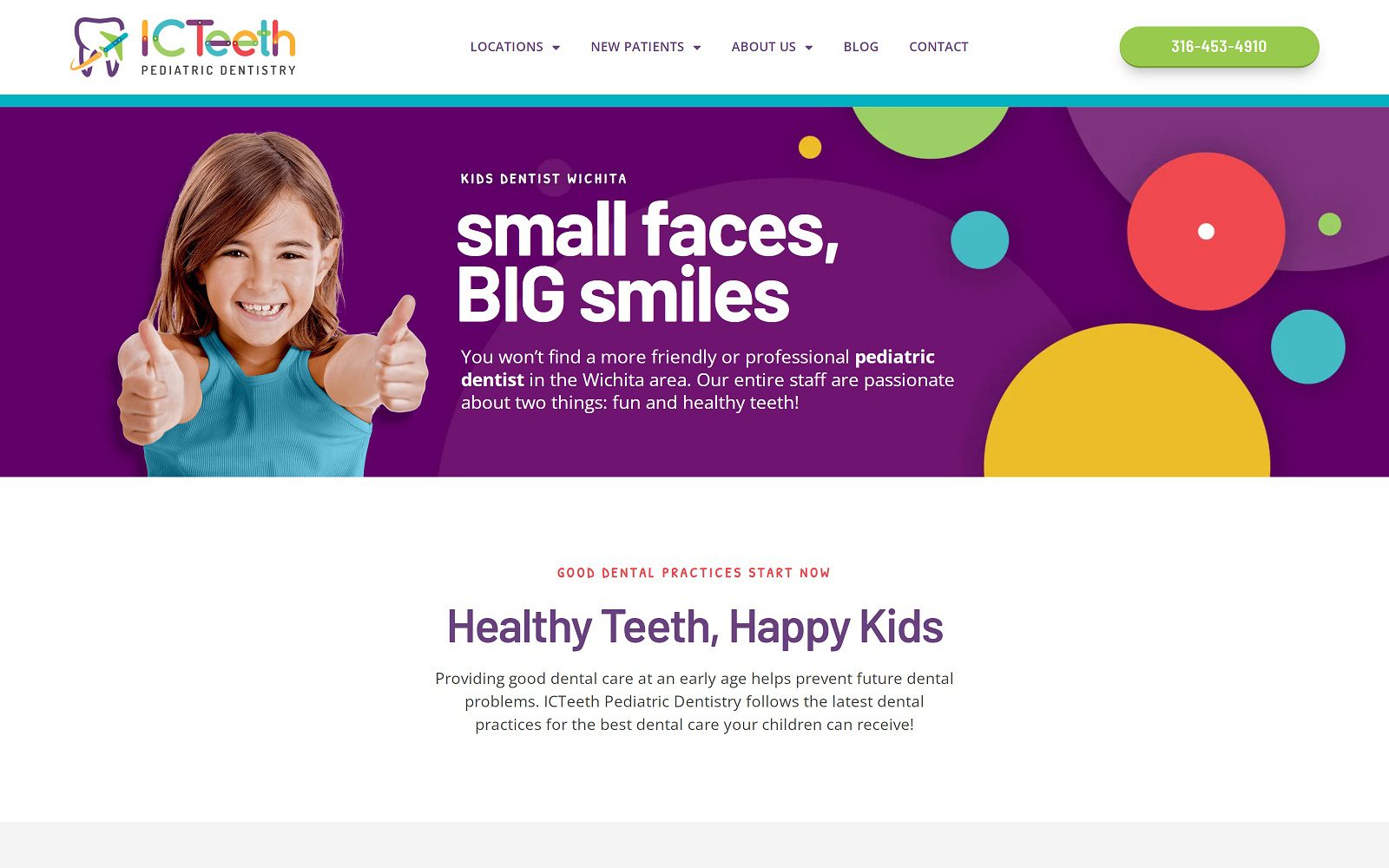 The screenshot of icteeth pediatric dentistry website