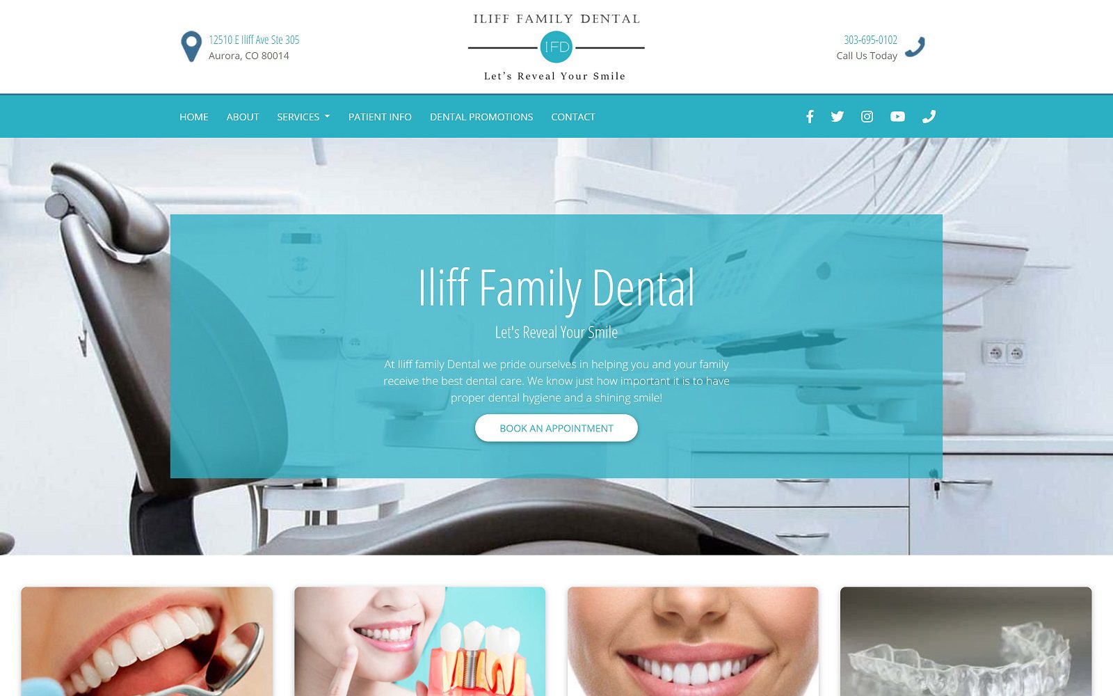 The screenshot of iliff family dental screenshot