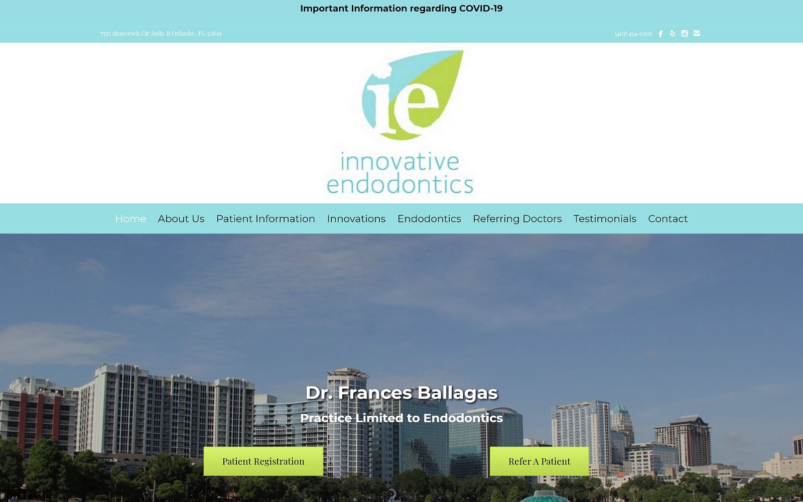 The screenshot of innovative endodontics dr. Frances ballagas website