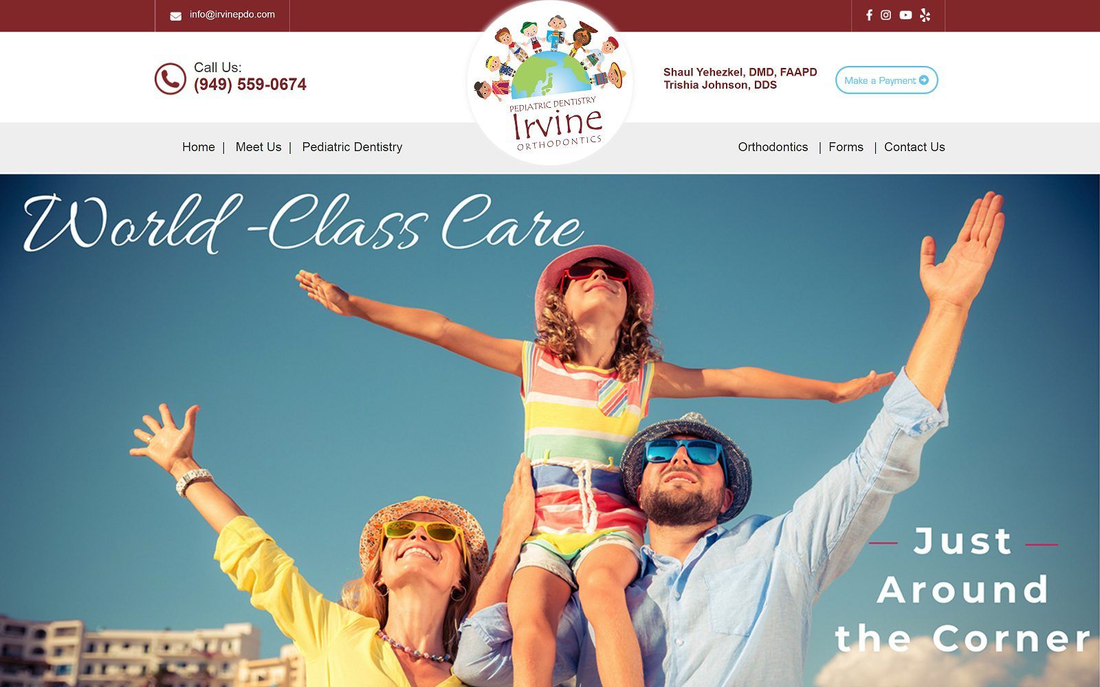 The screenshot of irvine pediatric dentistry and orthodontics website