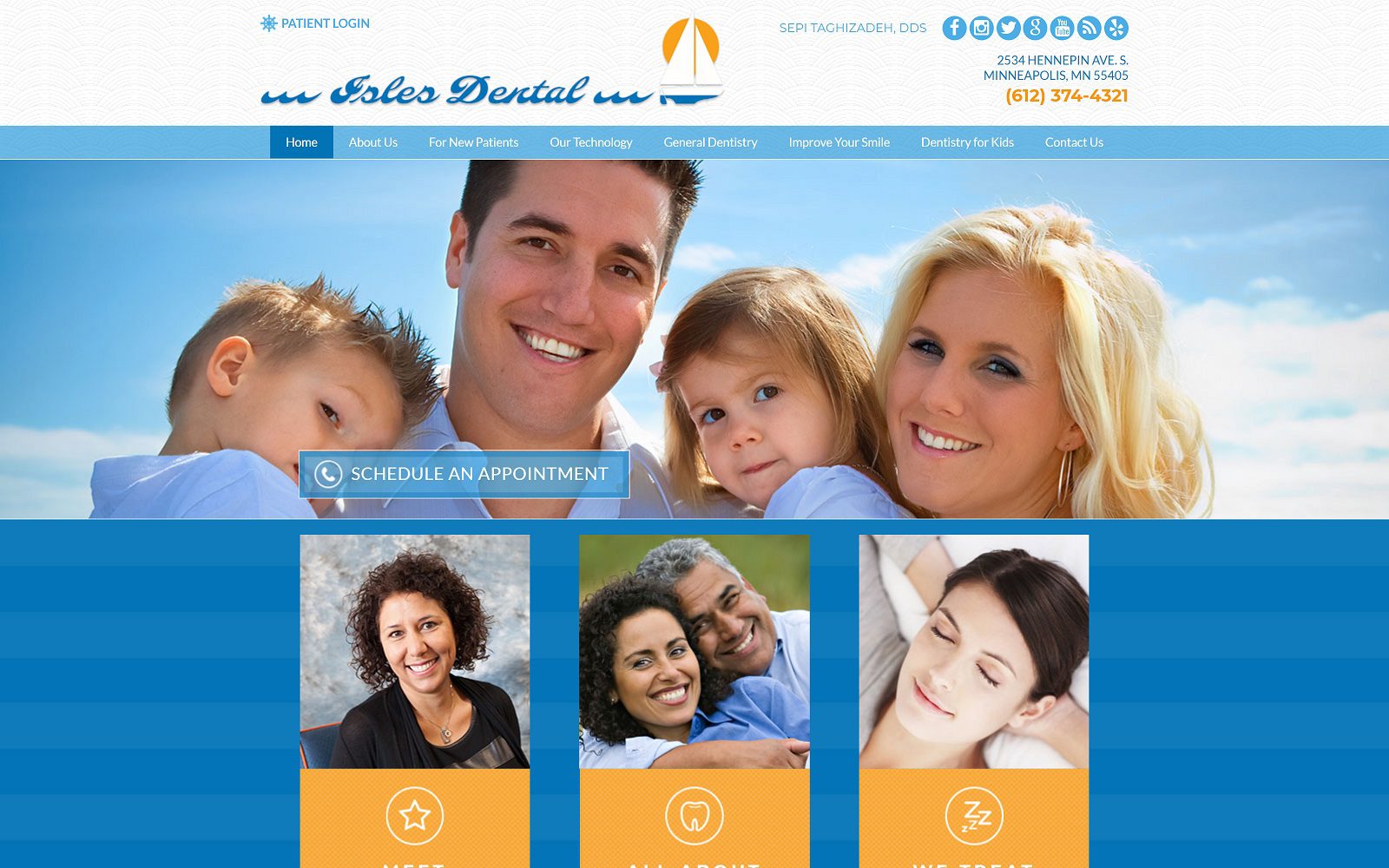 The screenshot of isles dental dr. Sepi taghizadeh website