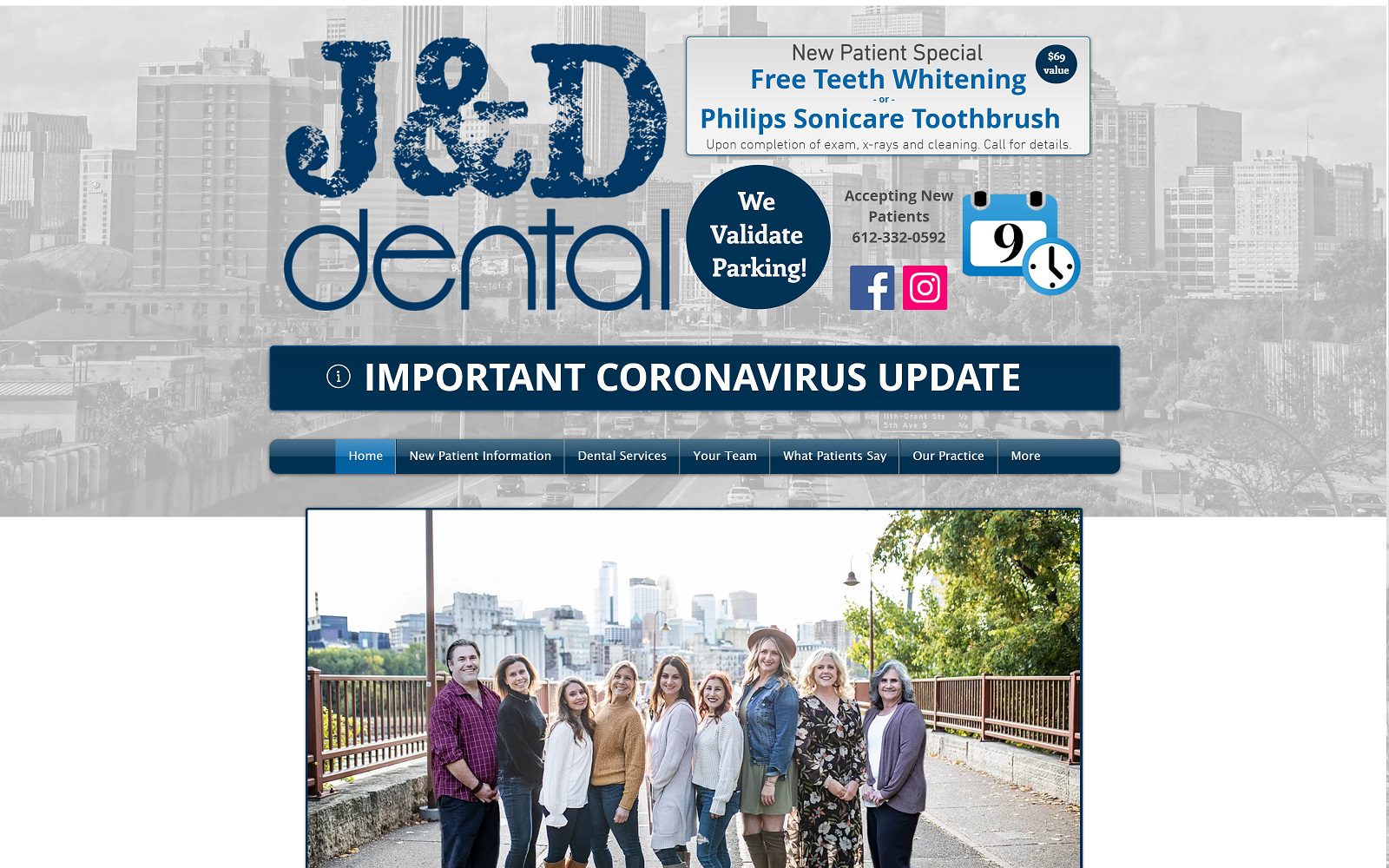 The screenshot of j & d dental website