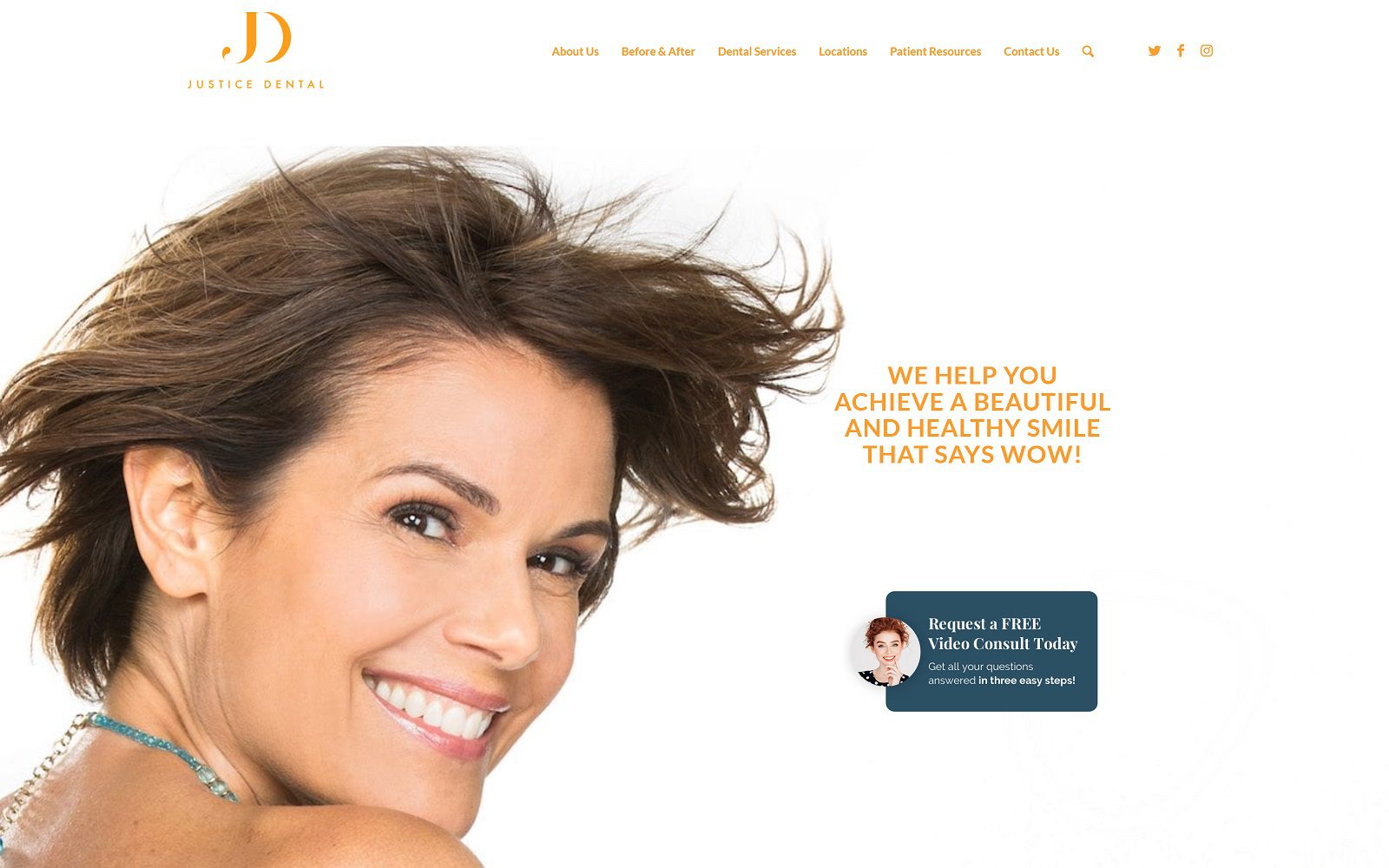 The screenshot of justice dental dr. Laura justice website