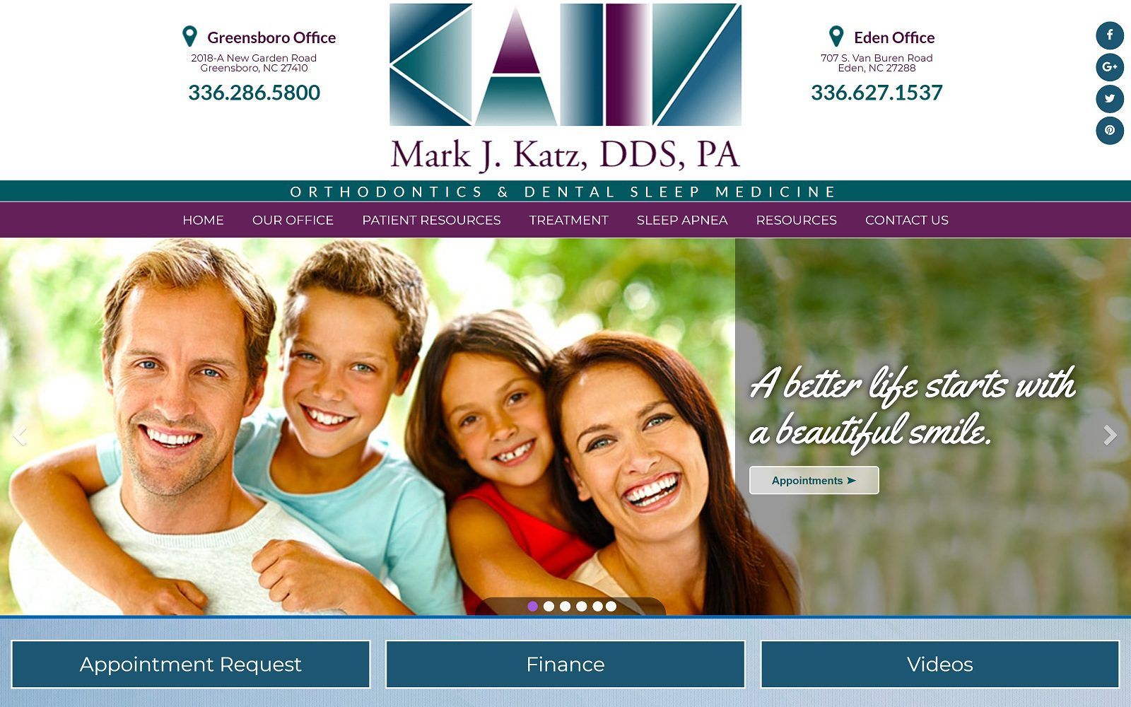 The screenshot of katz orthodontics: mark j. Katz, dds,msd, pa website