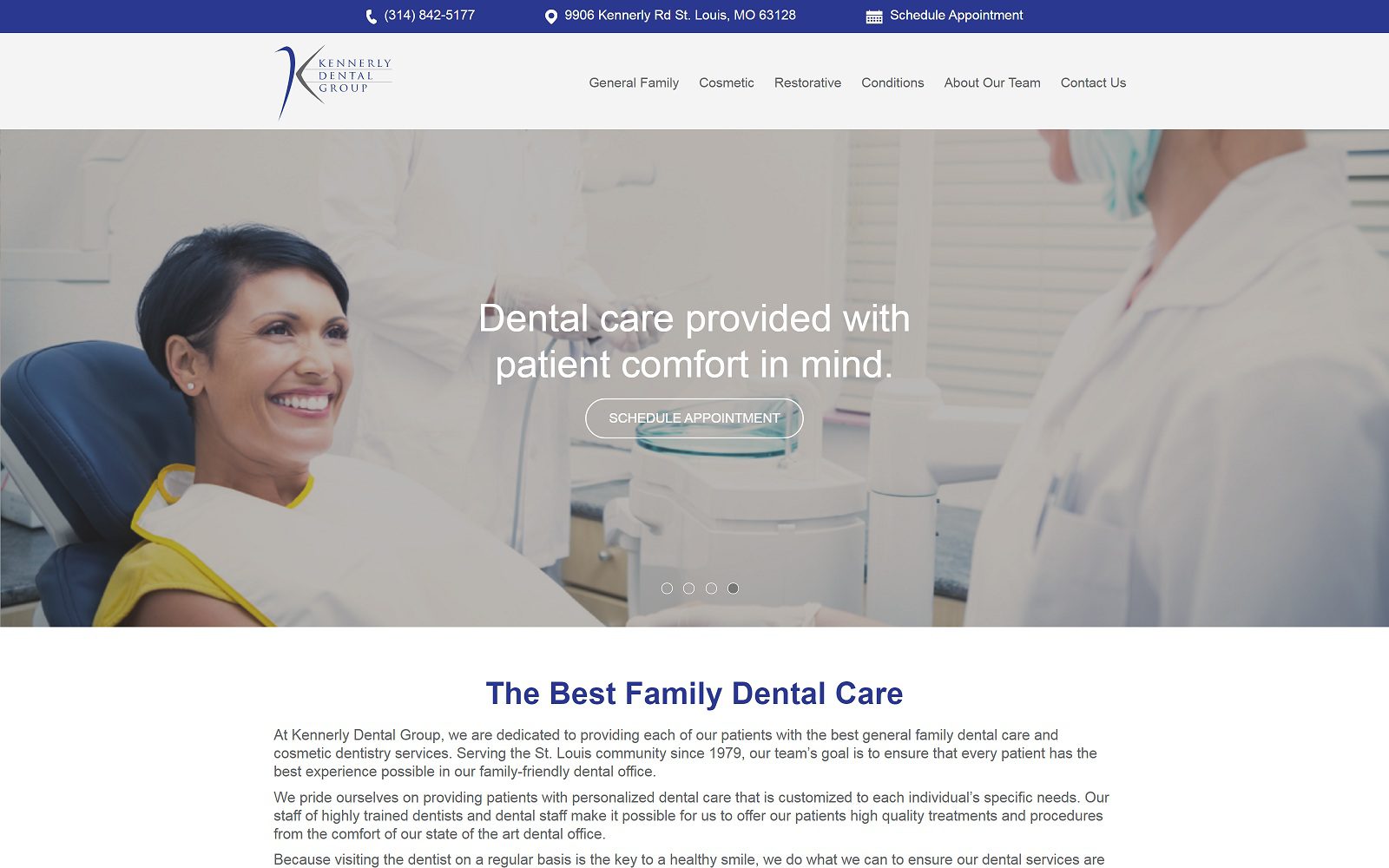 The screenshot of kennerly dental group, inc. Website