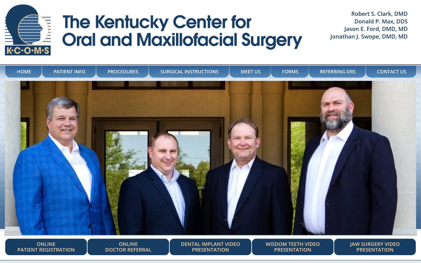 The screenshot of kentucky center for oral & maxillofacial surgery- beaumont website