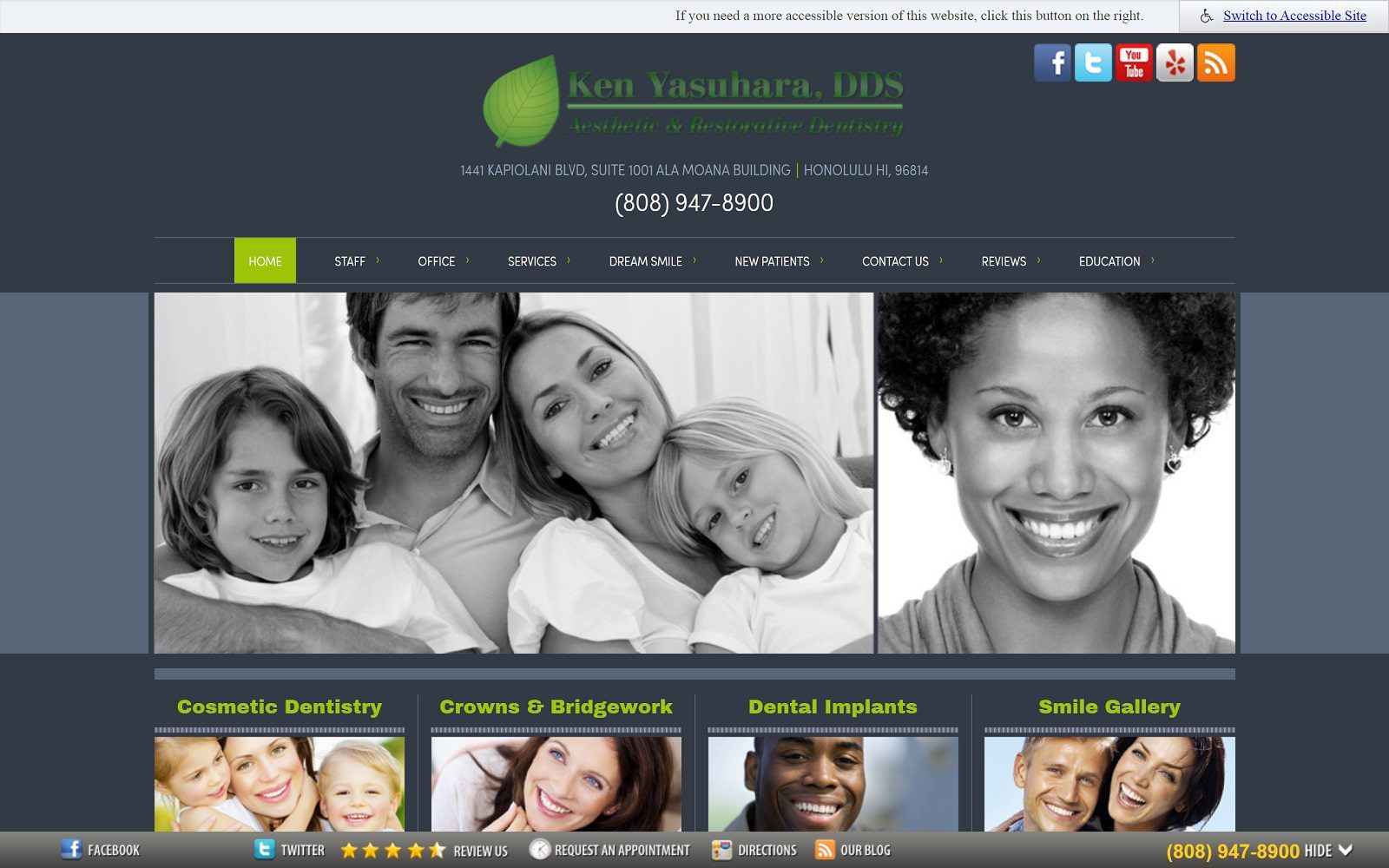The screenshot of ken yasuhara, dds aesthetic and restorative dentistry website