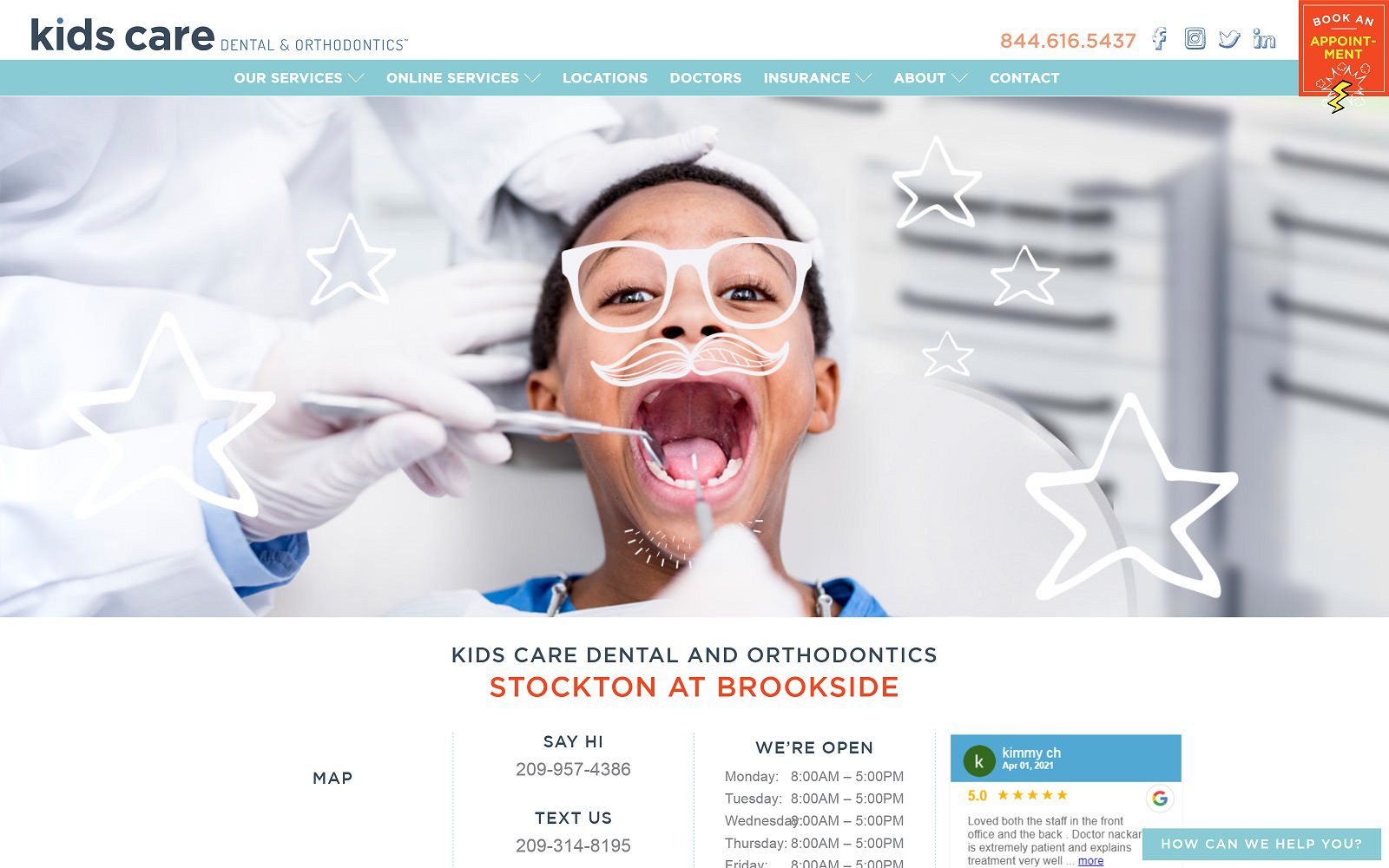 The screenshot of kids care dental & orthodontics - stockton at brookside website