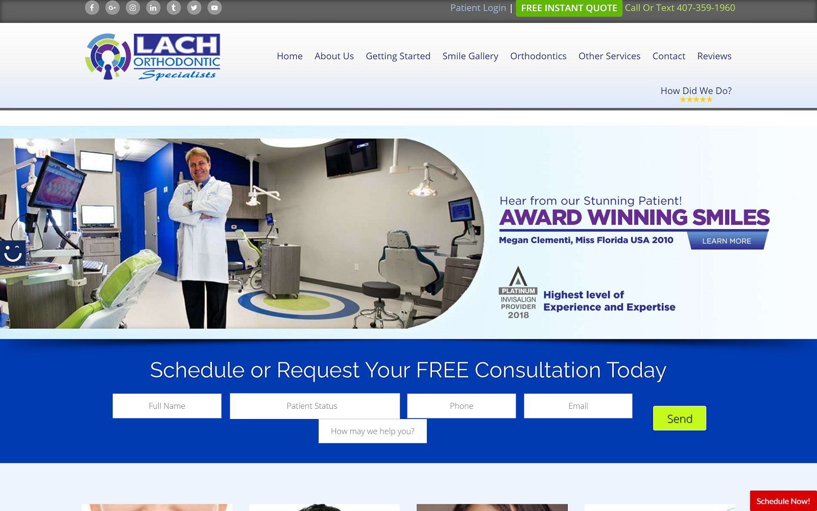 The screenshot of lach orthodontic specialists dr. David lach website