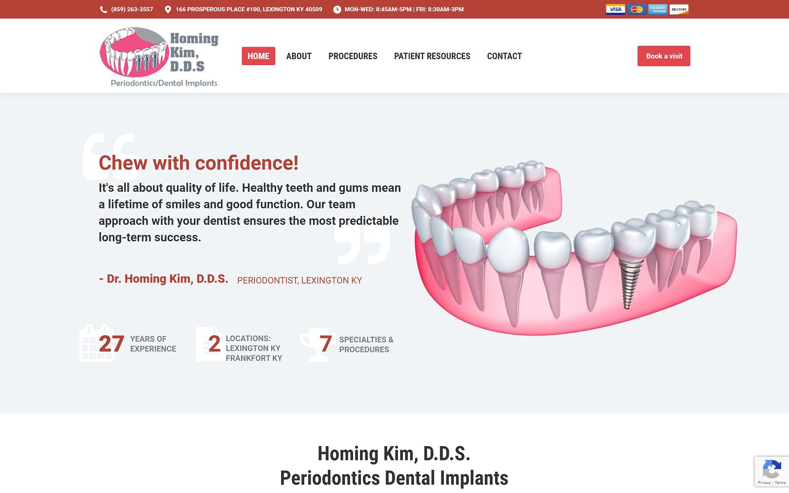 The screenshot of dr. Homing kim website