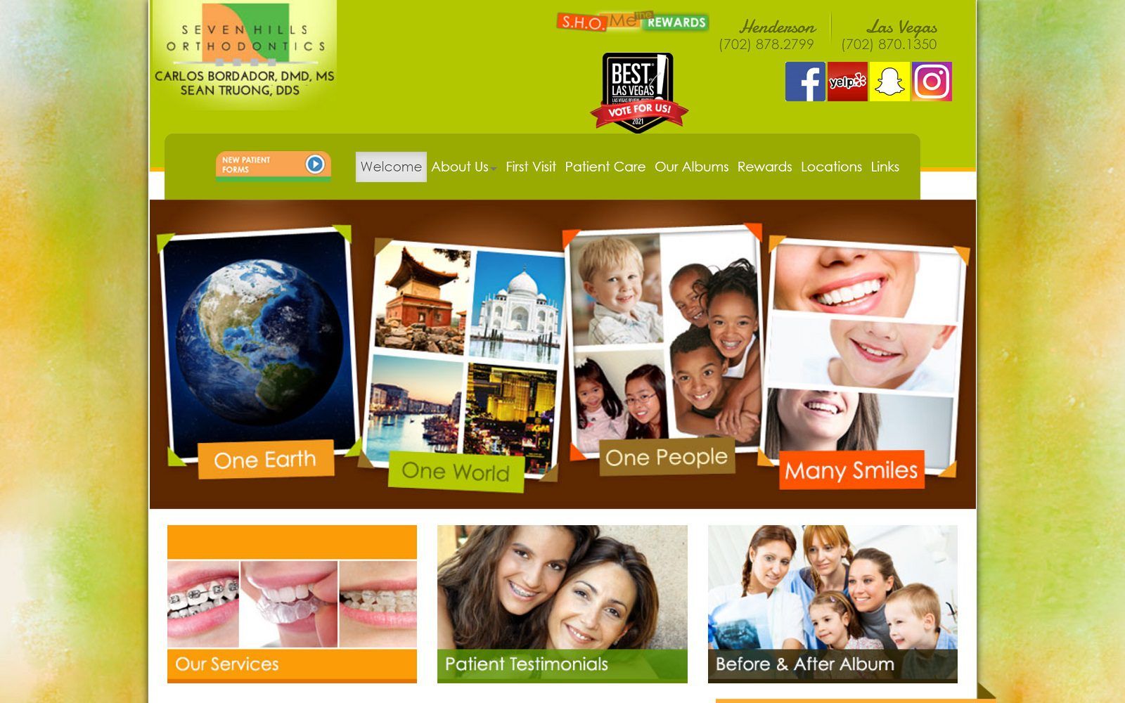 The screenshot of seven hills orthodontics website