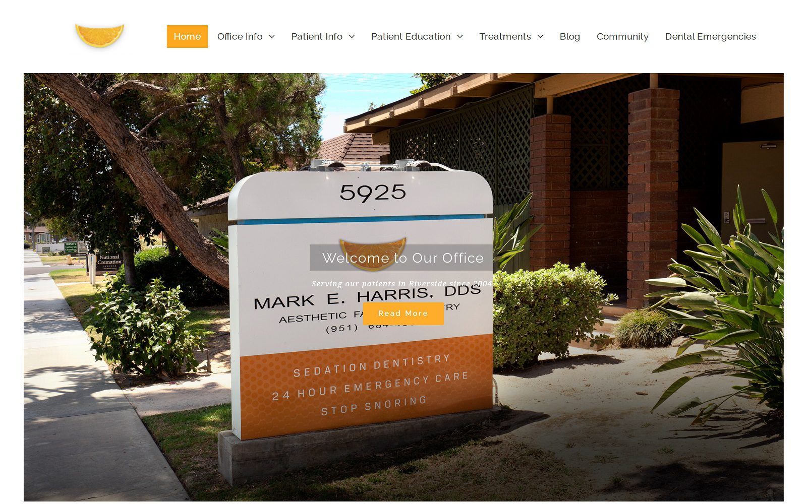 The screenshot of mark e harris dds website