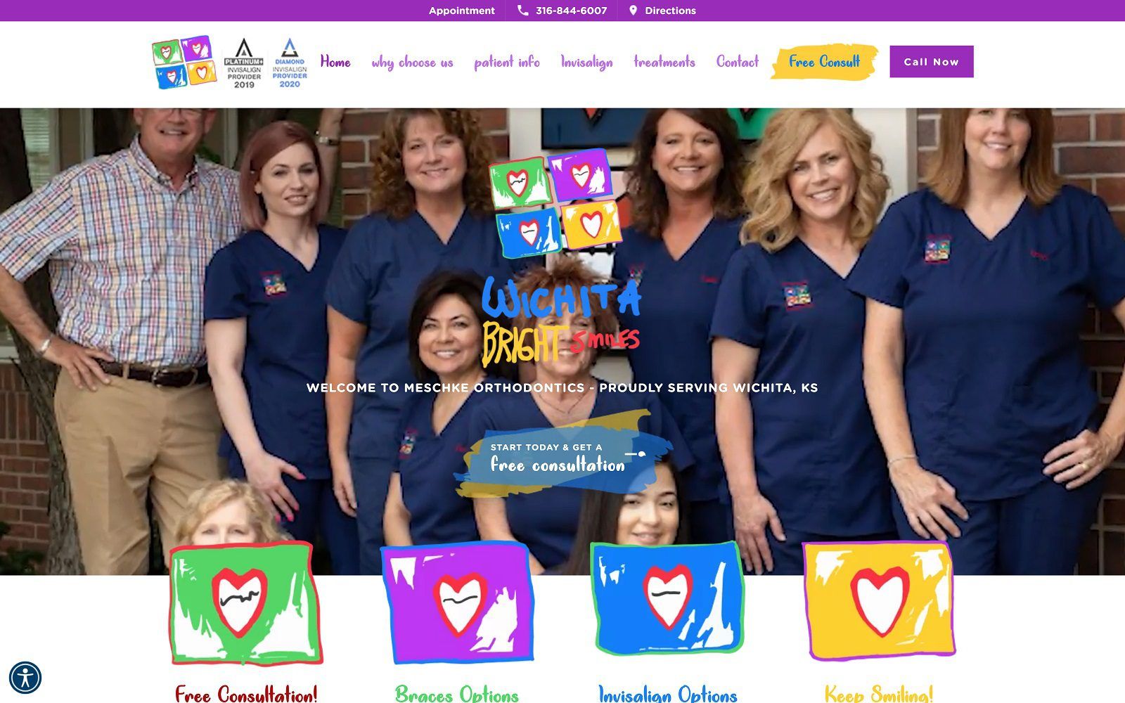 The screenshot of meschke orthodontics - wichita bright smiles website