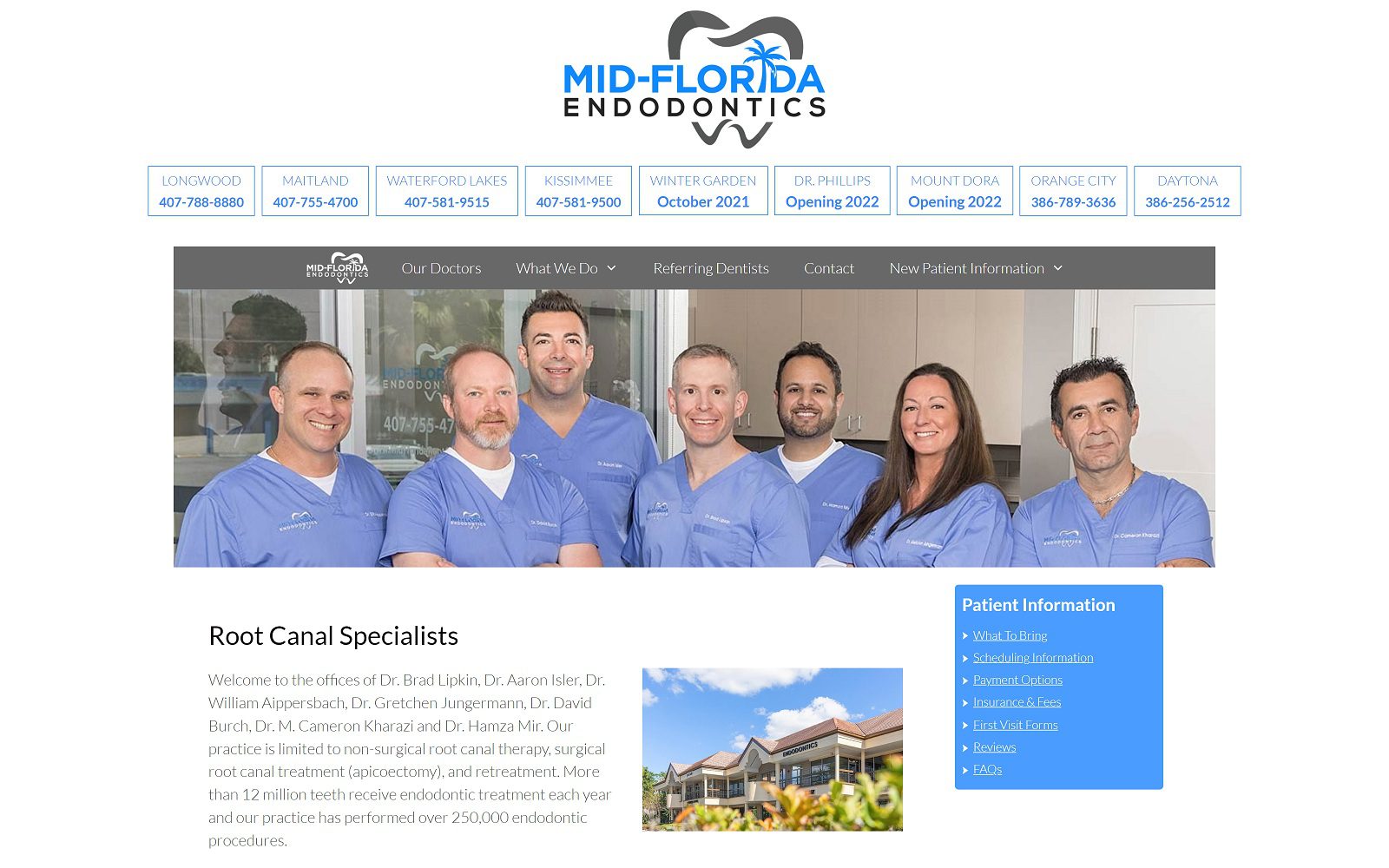 The screenshot of mid-florida endodontics - waterford lakes website