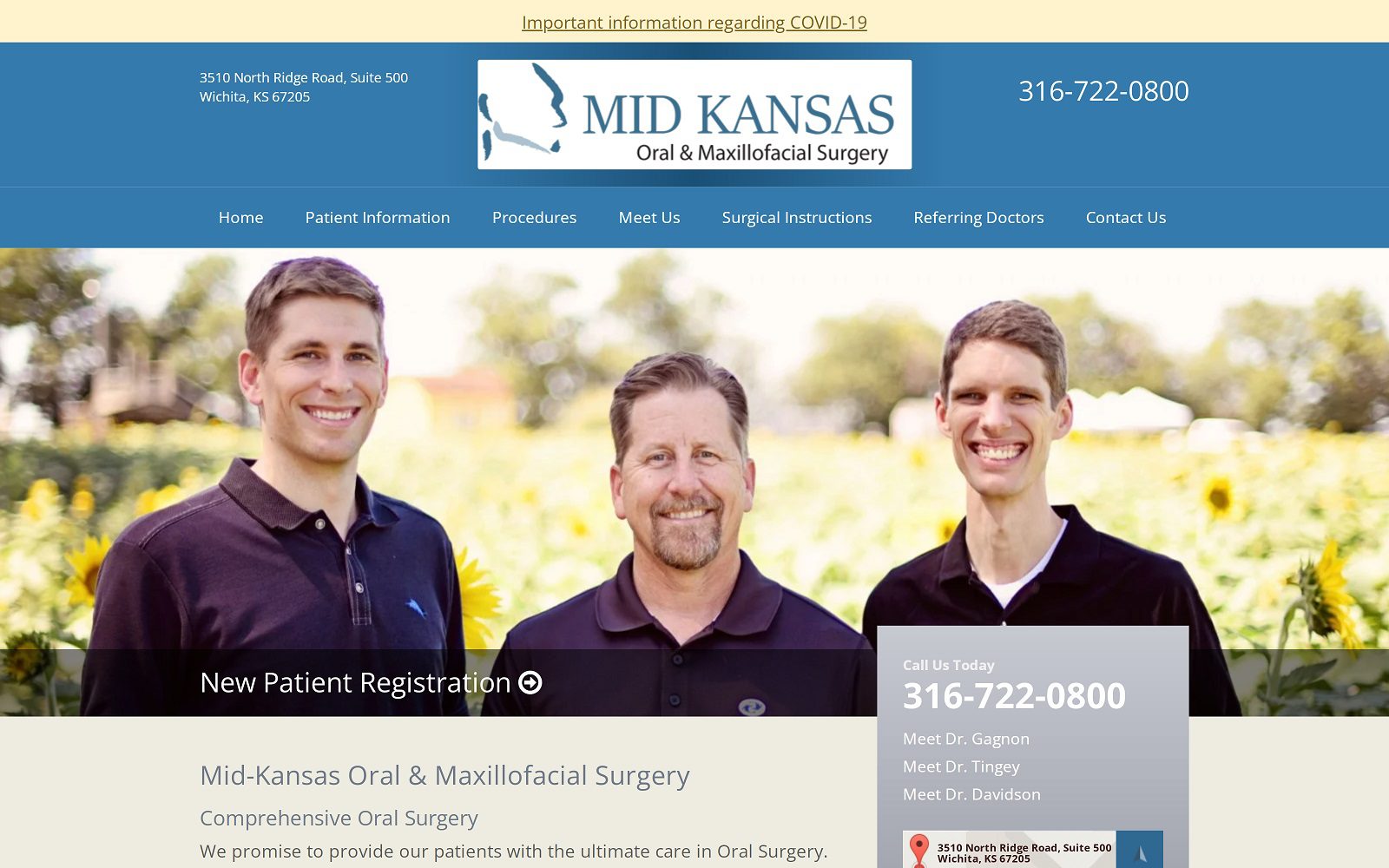 The screenshot of mid-kansas oral & maxillofacial surgery website