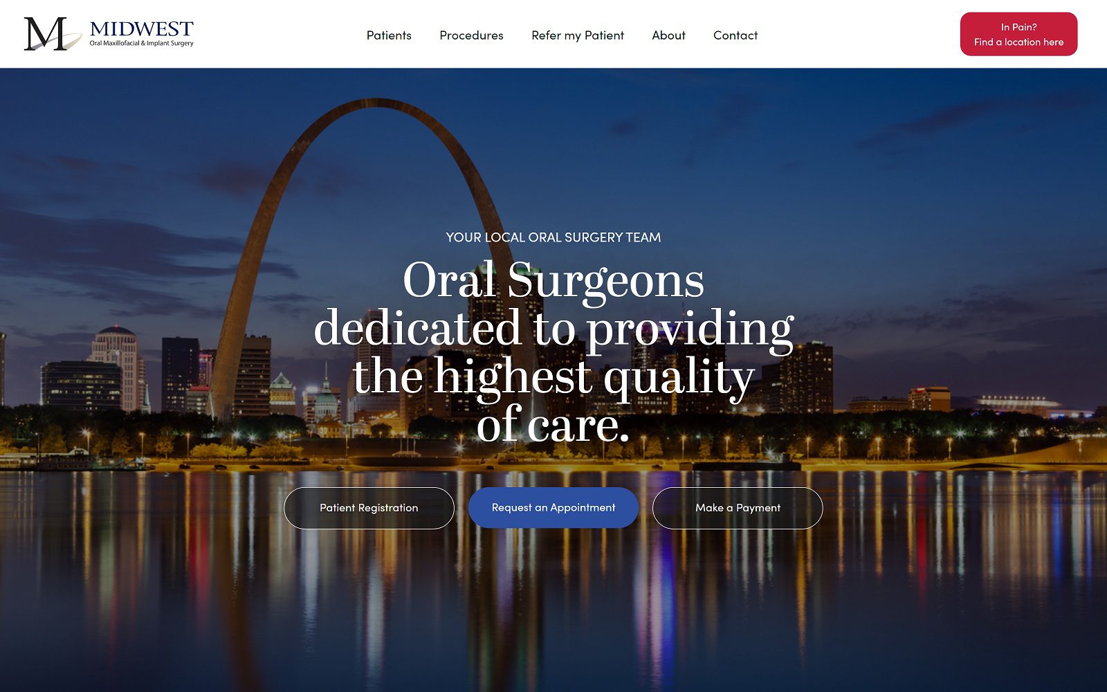 The screenshot of midwest oral maxillofacial & implant surgery website