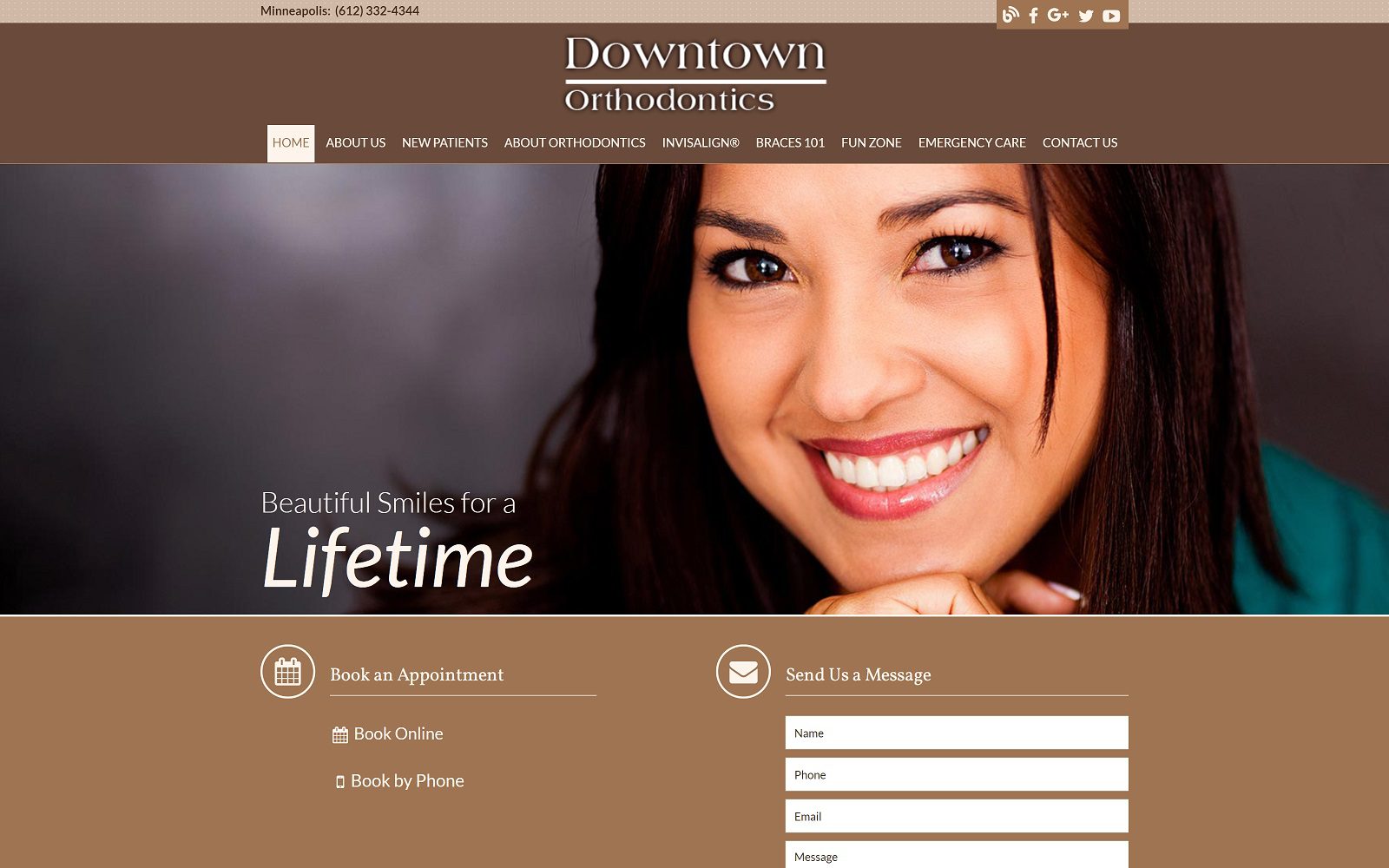 The screenshot of downtown orthodontics website