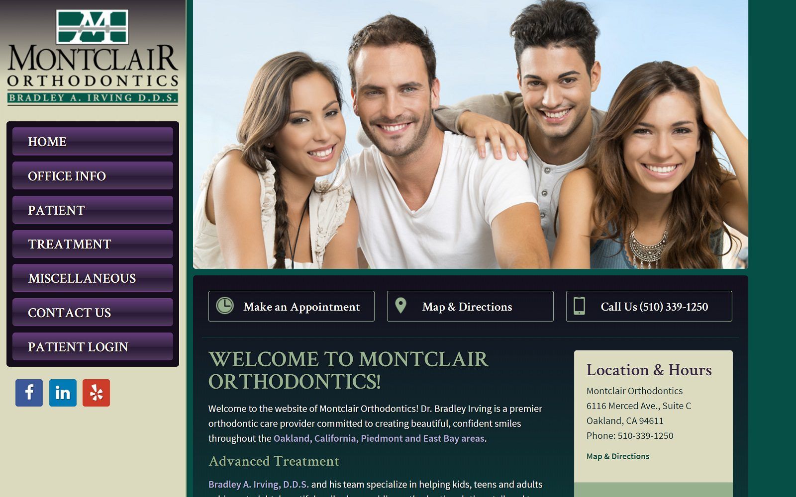 The screenshot of montclair orthodontics: dr. Bradley irving website