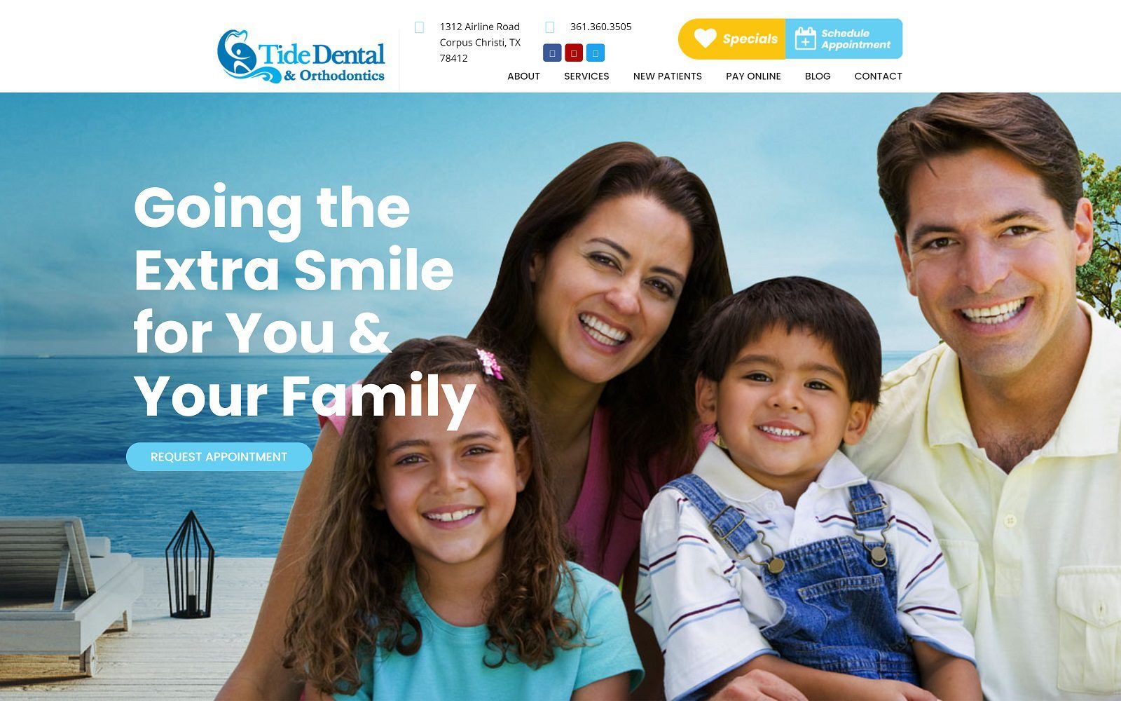 The screenshot of tide dental & orthodontics website