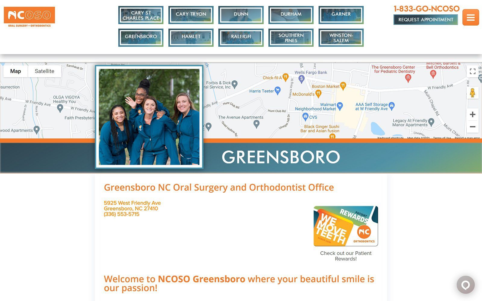 The screenshot of north carolina oral surgery + orthodontics - greensboro website