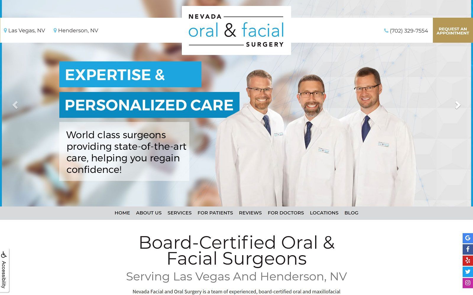 The screenshot of nevada oral & facial surgery website