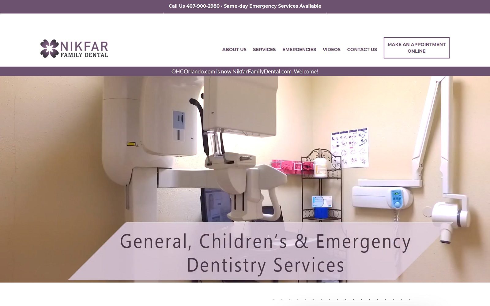 The screenshot of nikfar family dental (formerly oral hygiene dental) dr. Sara nikfar website