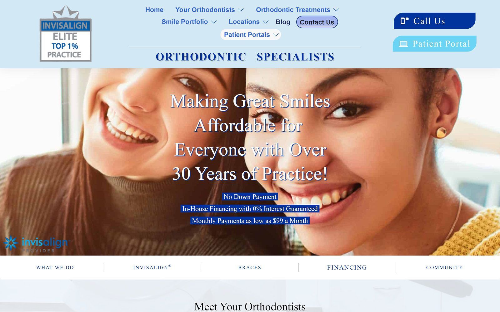 The screenshot of orthodontic specialists - eastgate website