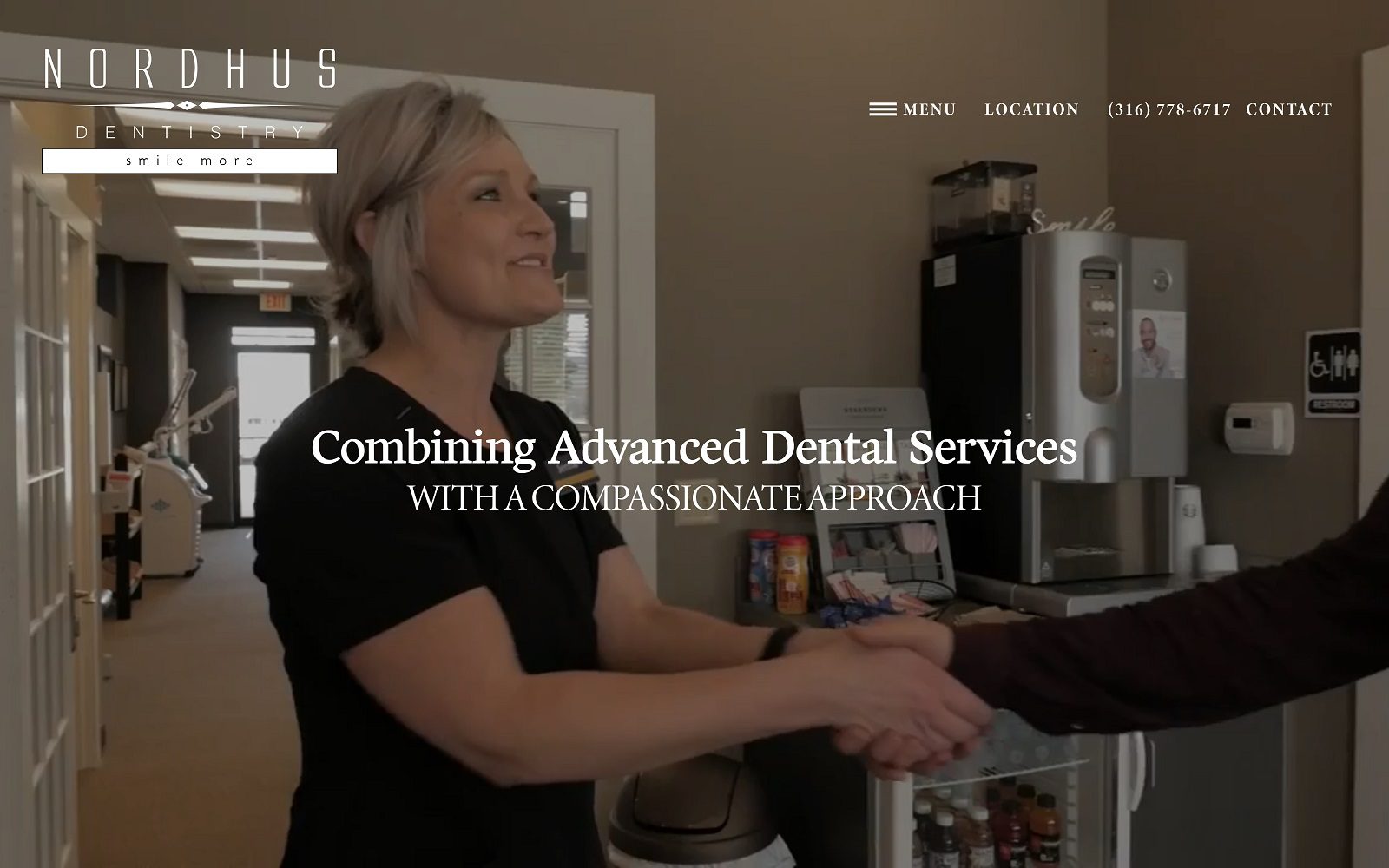 The screenshot of nordhus dentistry website