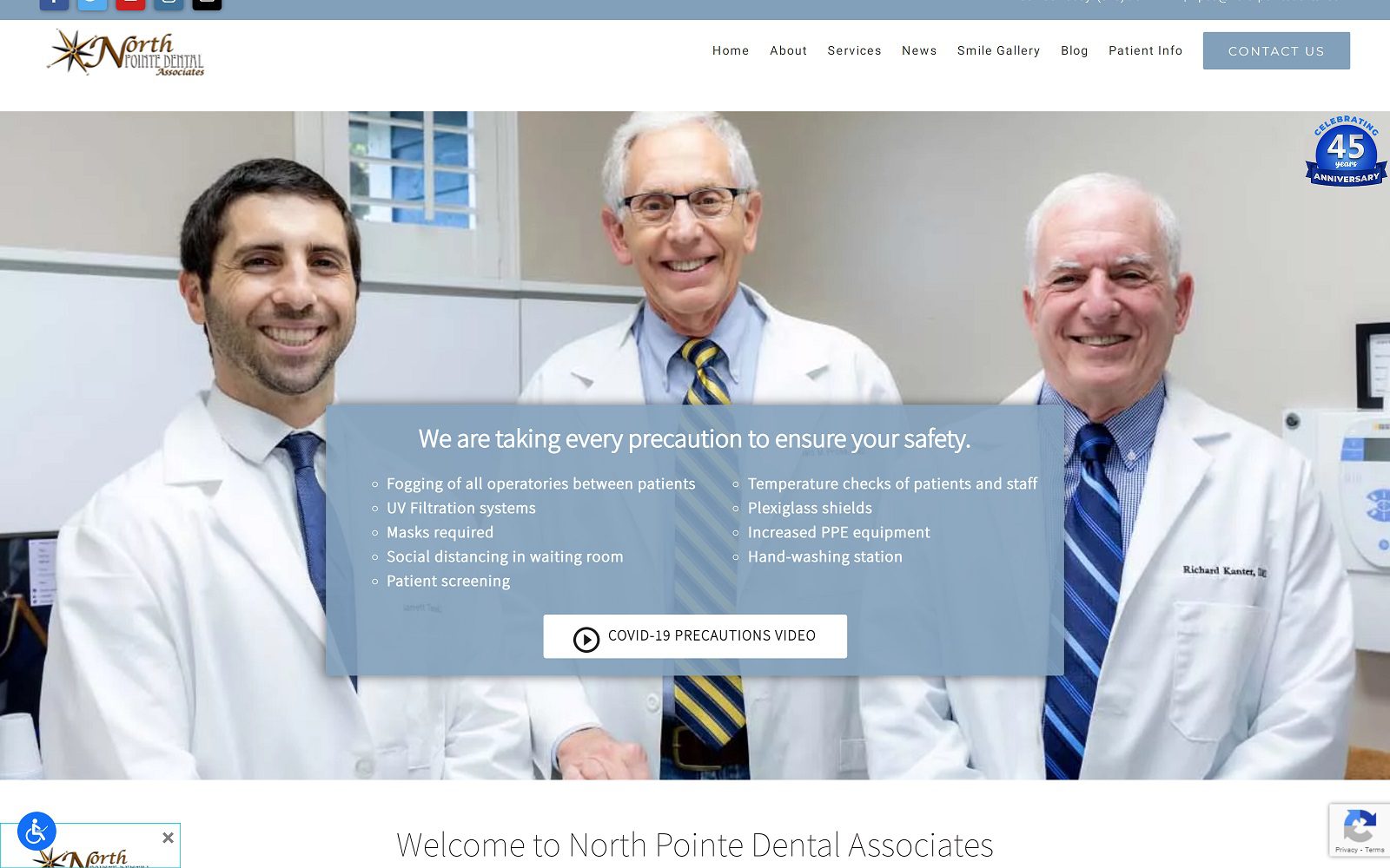 The screenshot of north pointe dental associates website