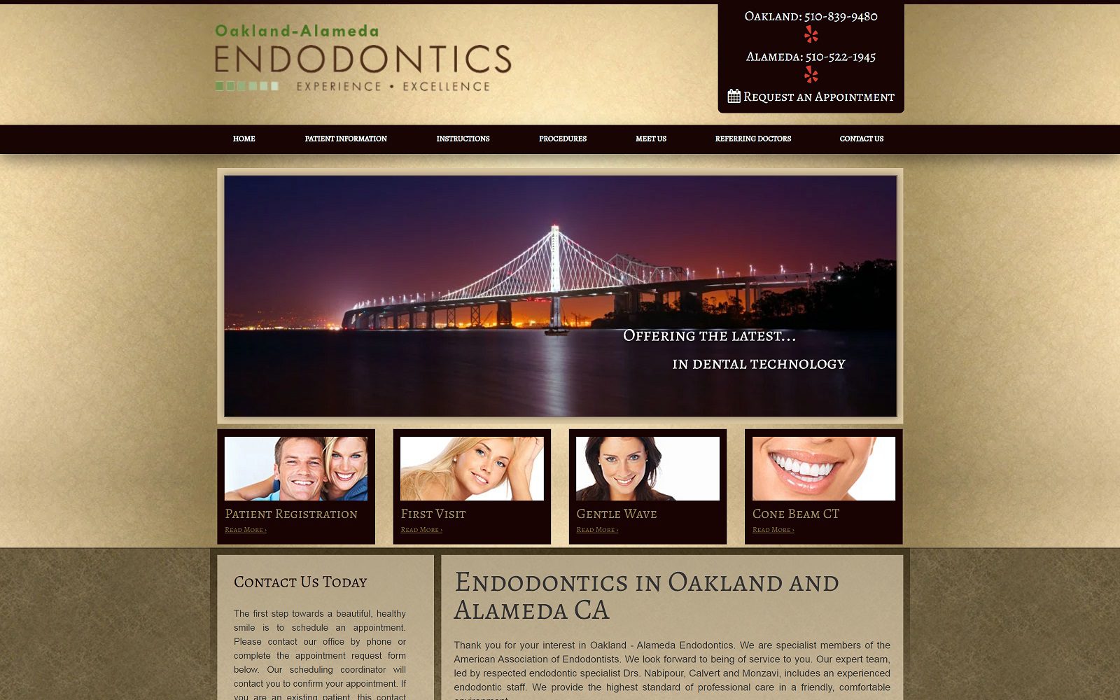 The screenshot of oakland - alameda endodontics website