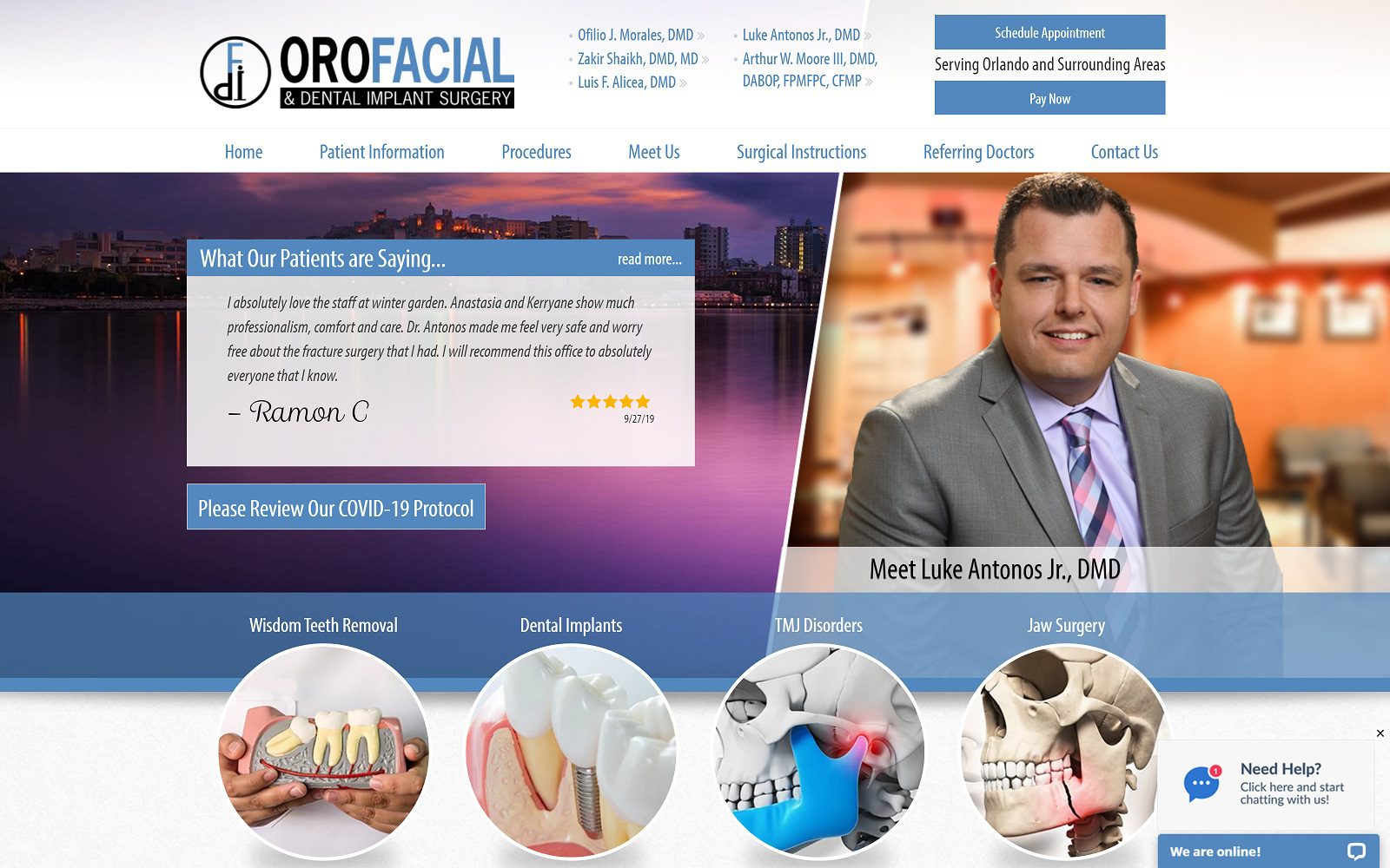 The screenshot of orofacial & dental implant surgery website