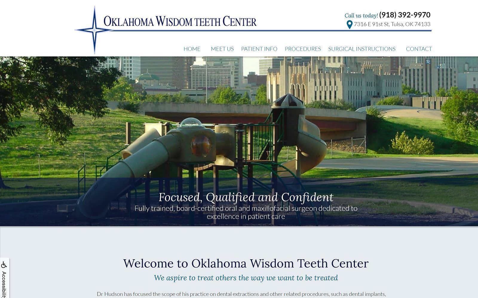 The screenshot of oklahoma wisdom teeth center website