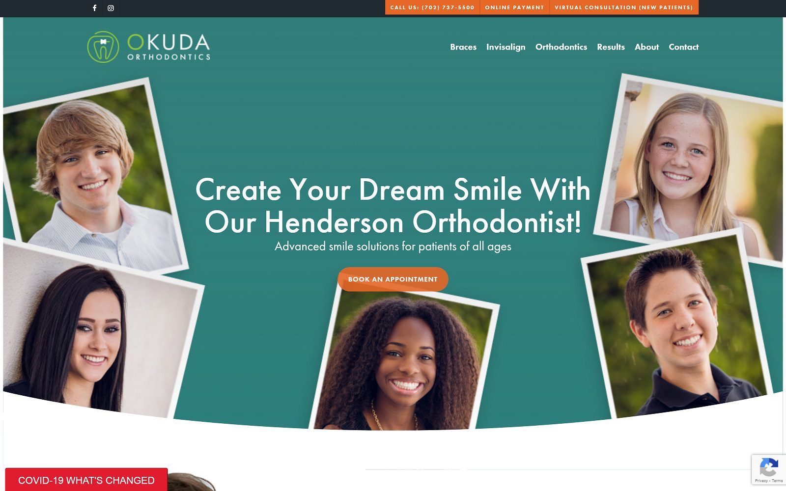 The screenshot of okuda & noorda orthodontics website