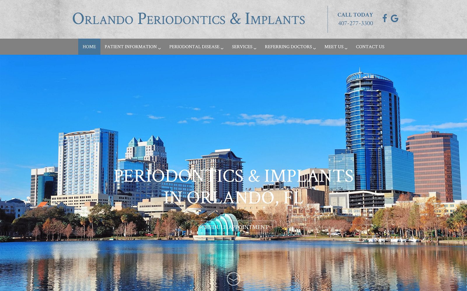 The screenshot of orlando periodontics and implants dr. Michael h. Connor website