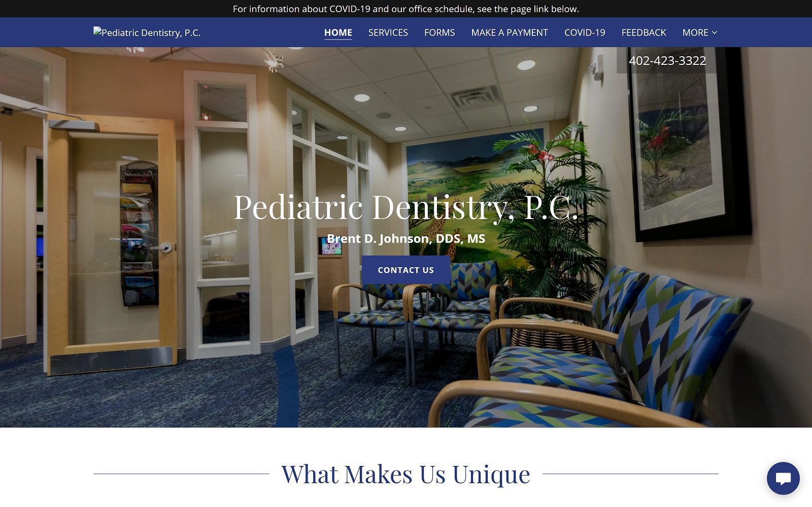 The screenshot of pediatric dentistry, p. C. Dr. Brent johnson website