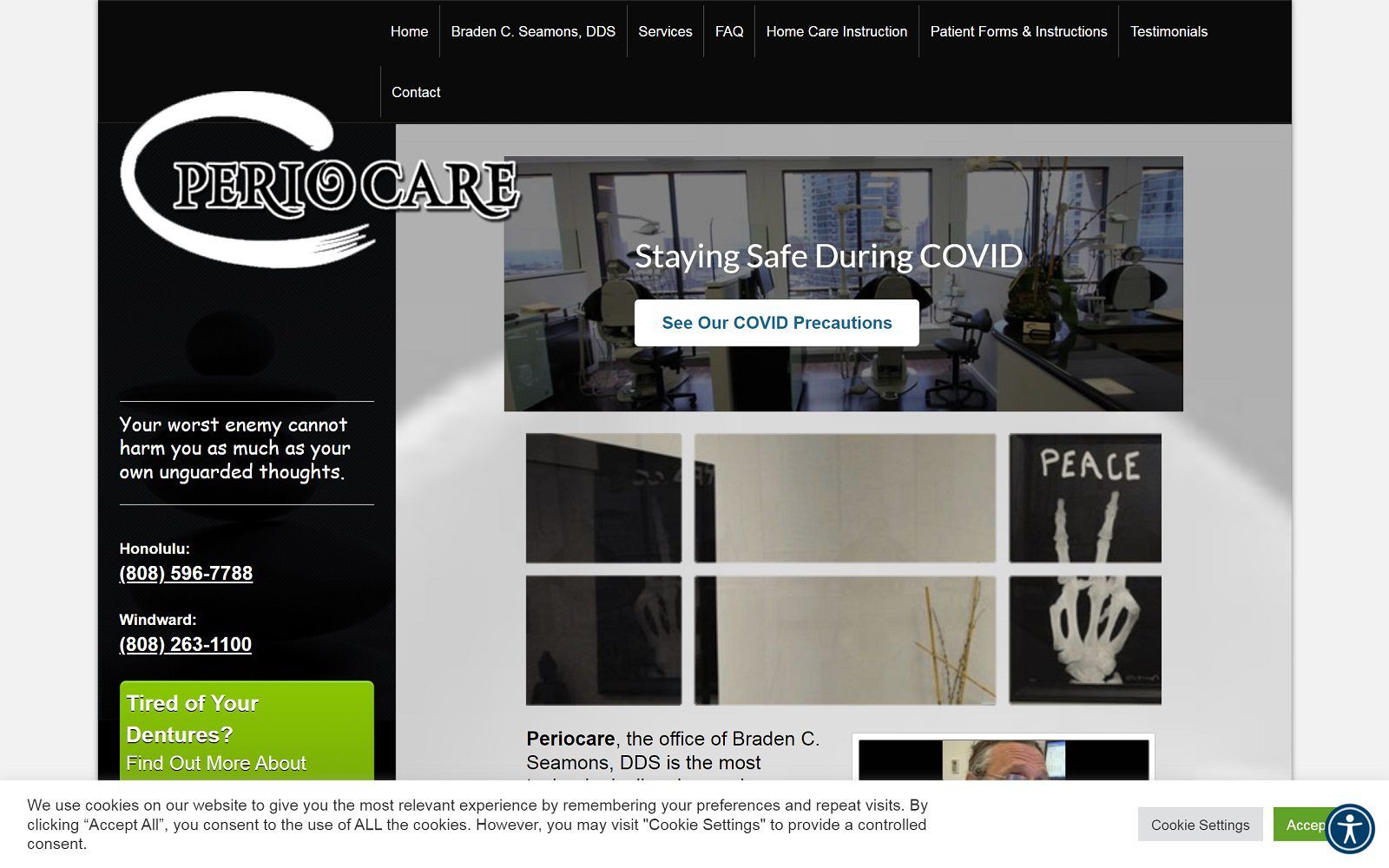 The screenshot of periocare: braden c. Seamons, dds website