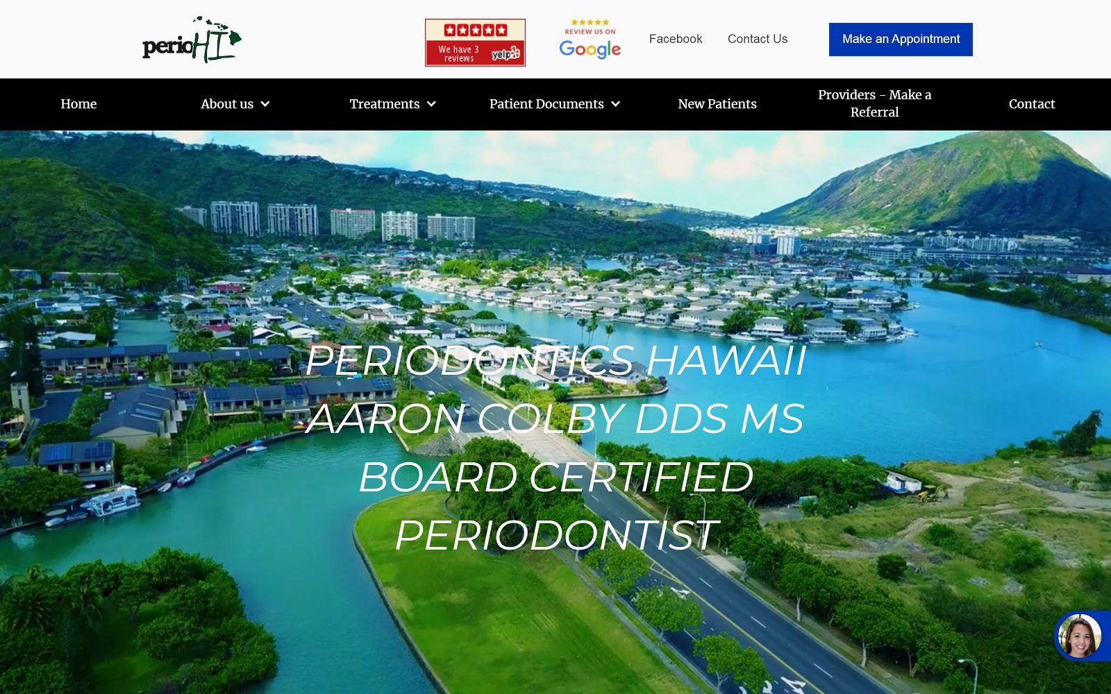 The screenshot of periohi - periodontics hawaii - dr aaron colby, periodontist website