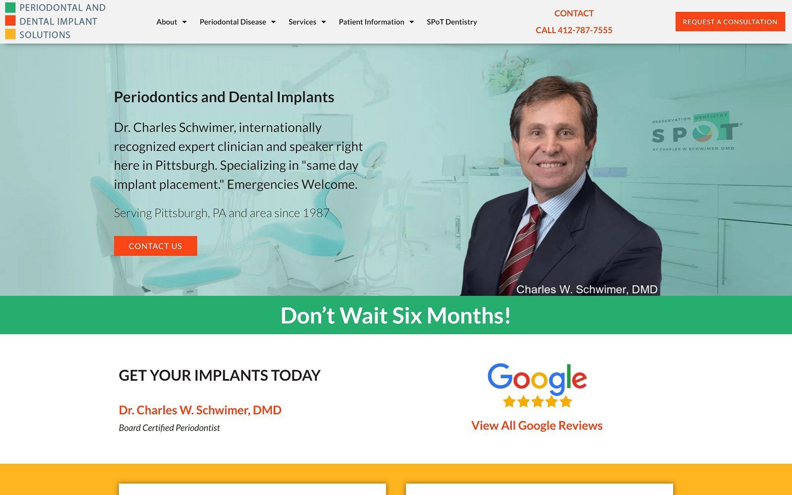 The screenshot of dr. Charles w. Schwimer website