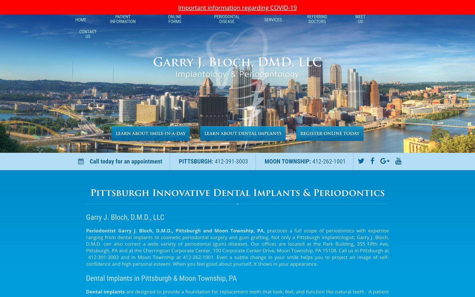 The screenshot of garry j bloch dmd llc website