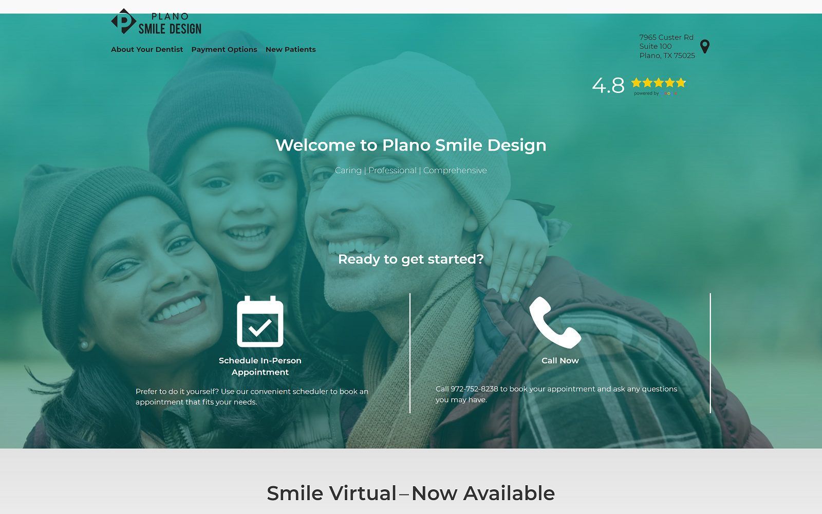 The screenshot of plano smile design website