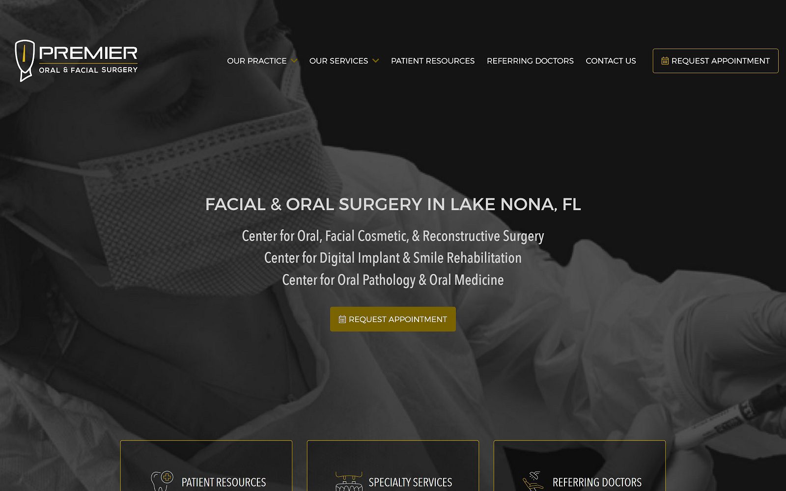 The screenshot of premier oral & facial surgery website