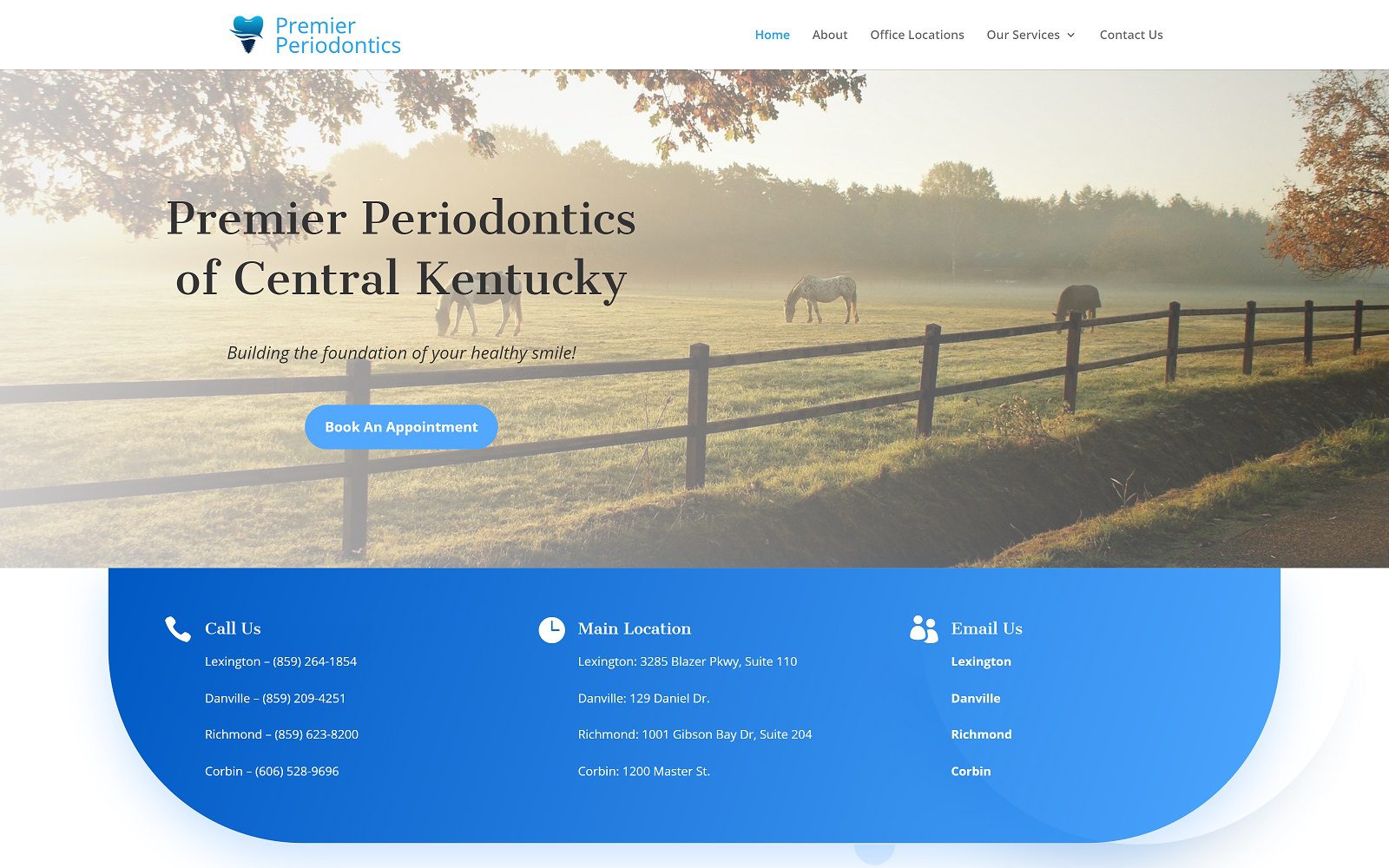 The screenshot of premier periodontics website