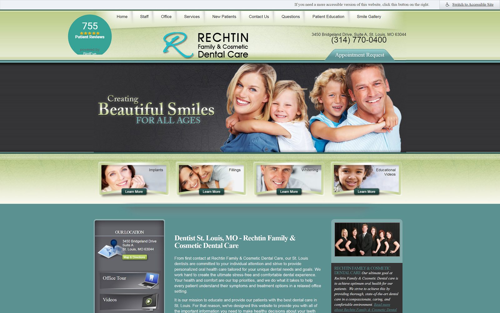 The screenshot of rechtin family & cosmetic dental care website