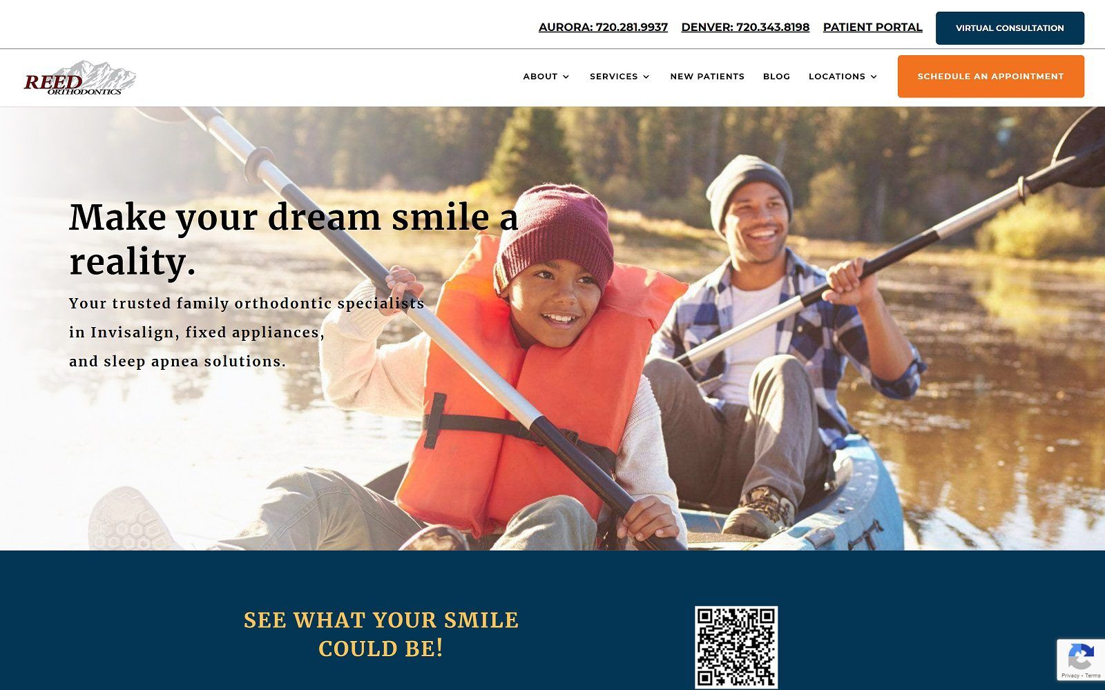 The screenshot of reed orthodontics - centennial website