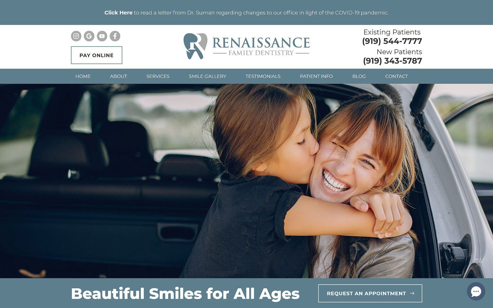 The screenshot of renaissance family dentistry dr. Suman vidyarthi website